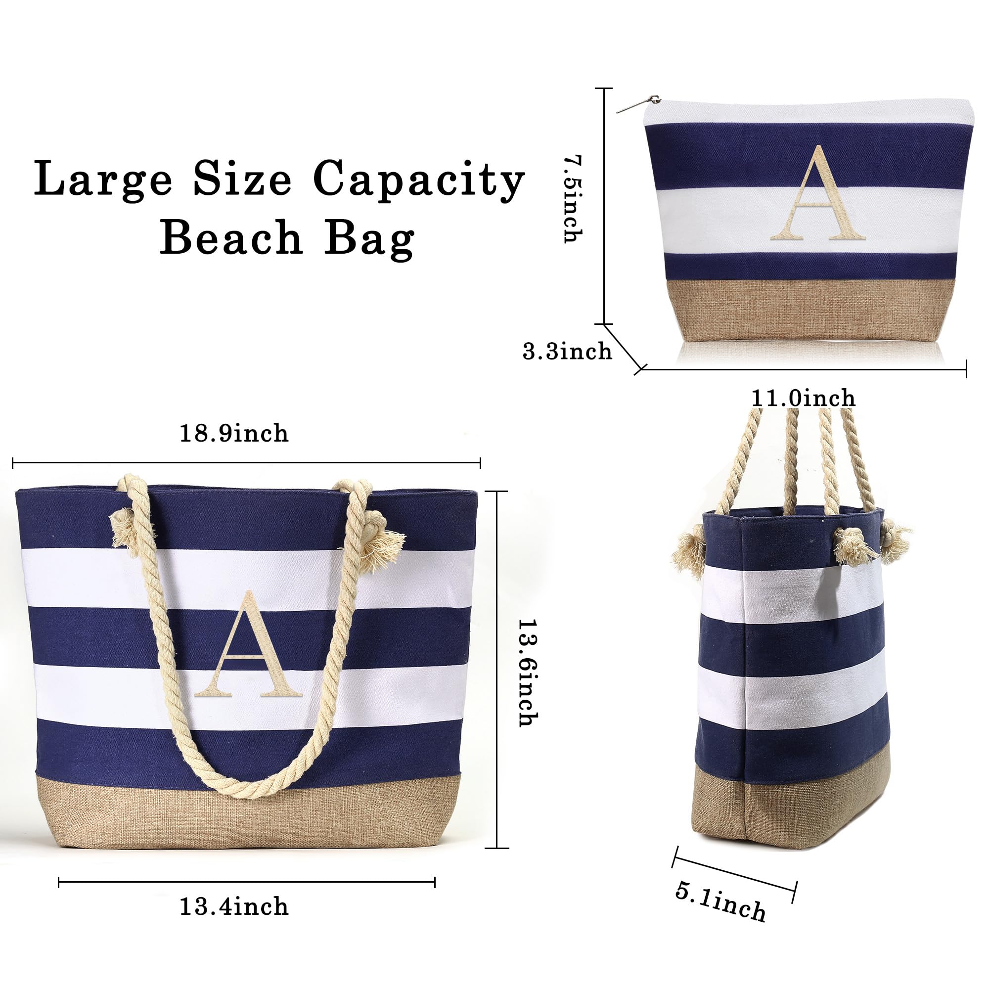 YOOLIFE Waterproof Canvas Beach Tote Bag for Women - Large Travel Tote with Zipper, Pool & Beach Essentials Bag, Perfect for Vacation, Swimming, Picnics & Summer Outings