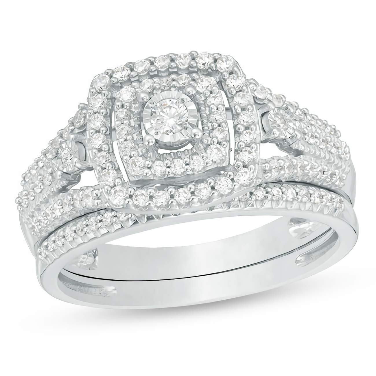 Moissanite Bridal Set - 10K 14K 18K Gold & Platinum Plated Silver Engagement Rings for Women - 4 Elegant Styles - Perfect for Weddings, Proposals & Anniversary Gifts