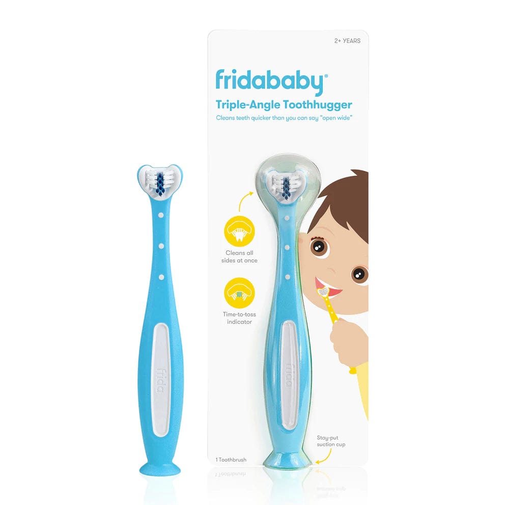 Fridababy SmileFrida 2.0 Triple Angle Toothhugger Baby Toothbrush - Gentle Infant Oral Care for First Teeth - Perfect for Newborns & Toddlers at Home or Travel