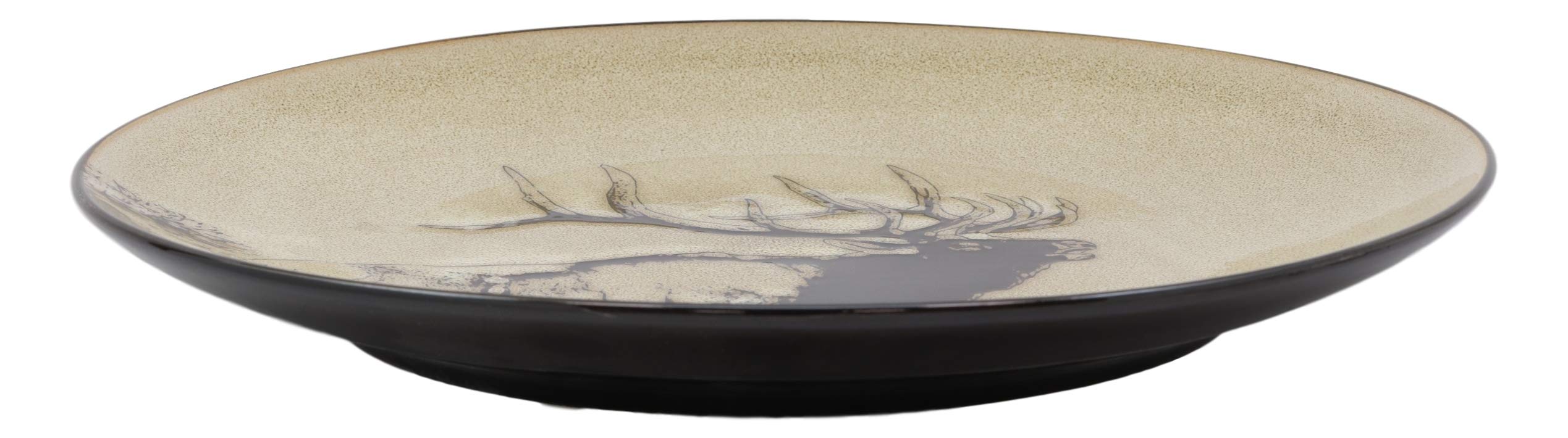 Ebros Animal Wildlife Forest Giant Emperor Bull Elk Abstract Art Large Round Dinner Plate Set of 2 (10.75