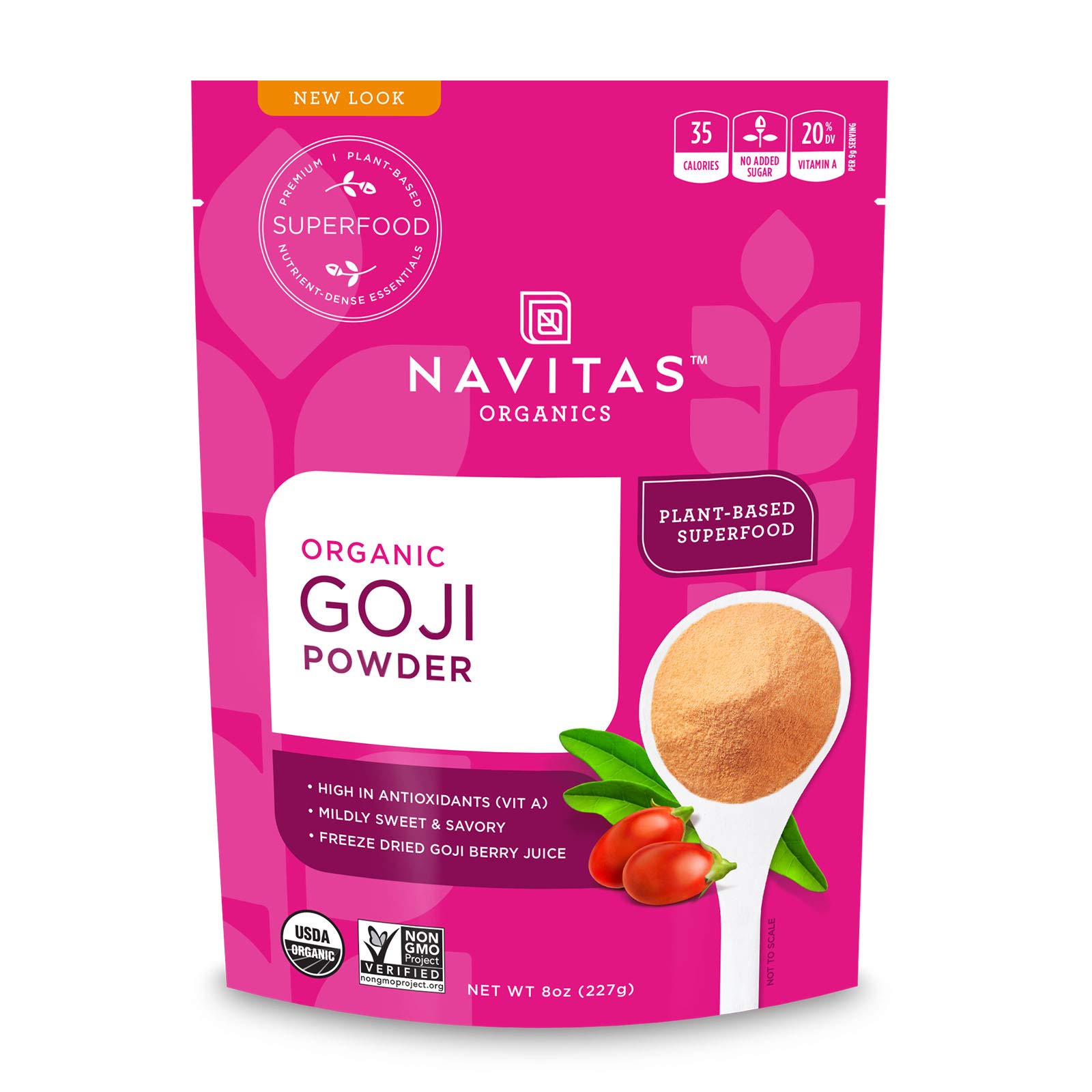 Navitas Organics Raw Goji Powder - 8oz (25 Servings) | USDA Organic, Antioxidant-Rich Superfood for Smoothies, Baking & Healthy Recipes