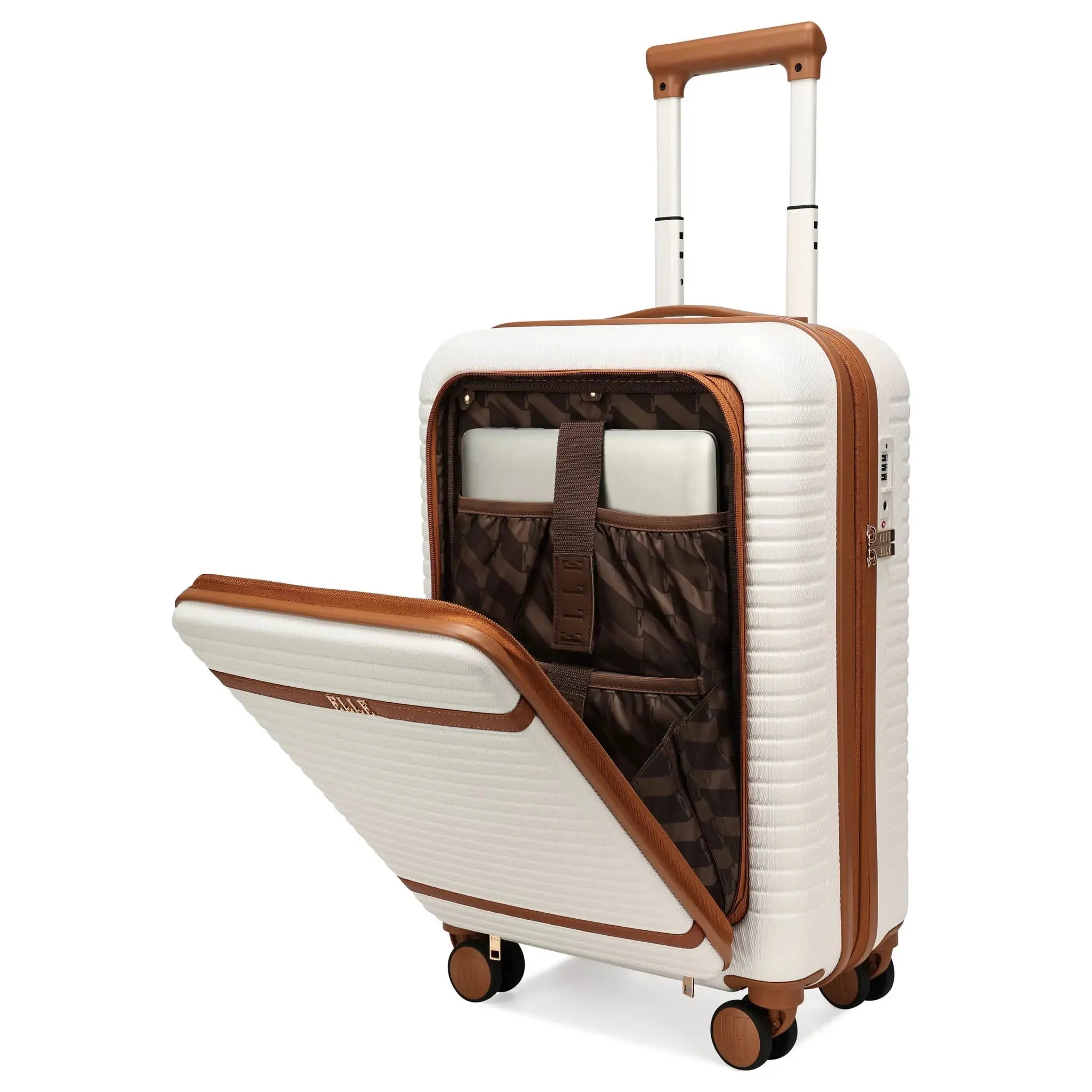 Expandable Carry-On Suitcase with Front Laptop Pocket - Lightweight Luggage for Travel & Business Trips - Perfect for Airplane, Train & Weekend Getaways