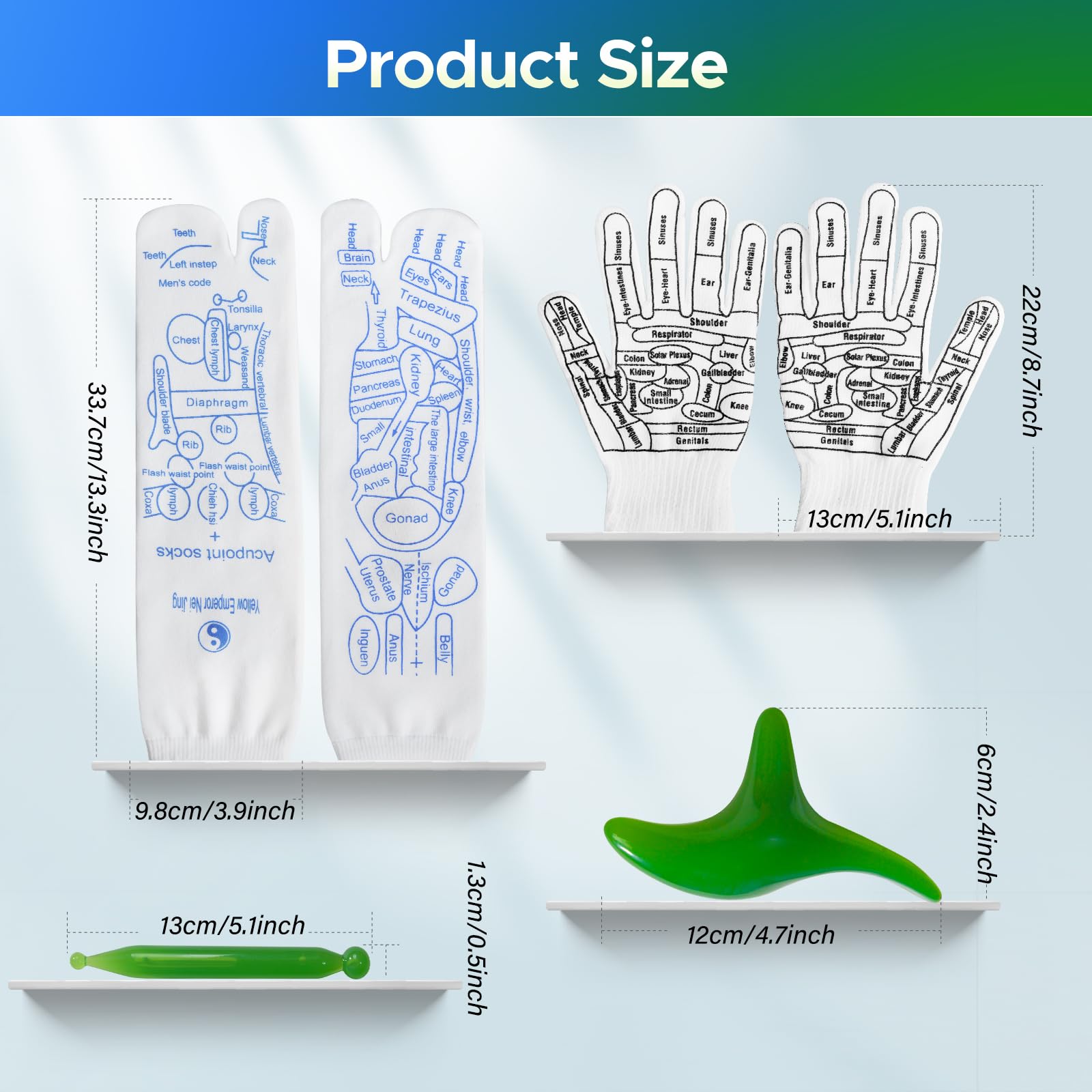 Reflexology Socks with Massage Tools & Gloves Set - Acupressure Foot Massage Kit for Men & Women - Perfect for Relaxation, Pain Relief & Home Spa Therapy