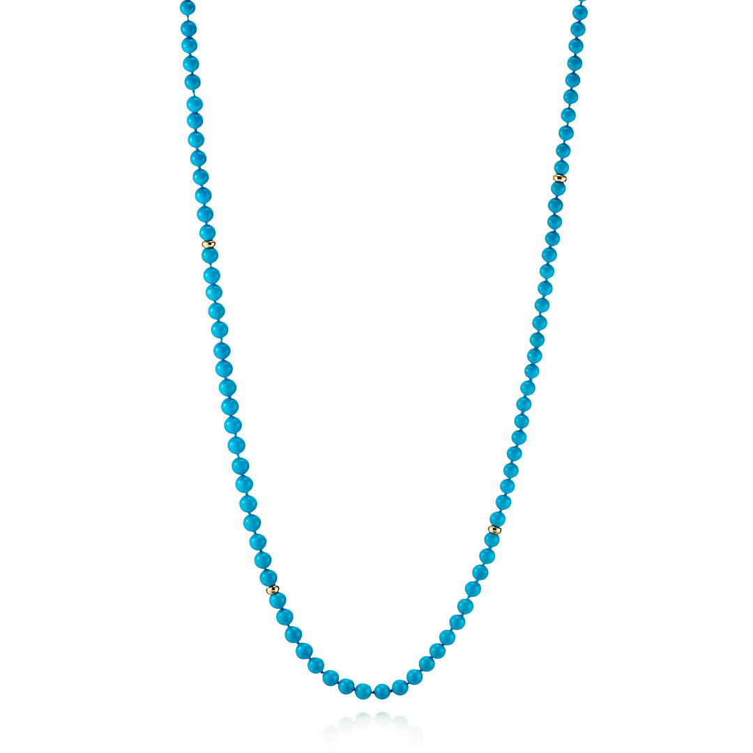 5mm Turquoise Rope Necklace for Women - Natural Stone Beaded Boho Jewelry - Perfect for Layering, Gift Giving & Everyday Wear