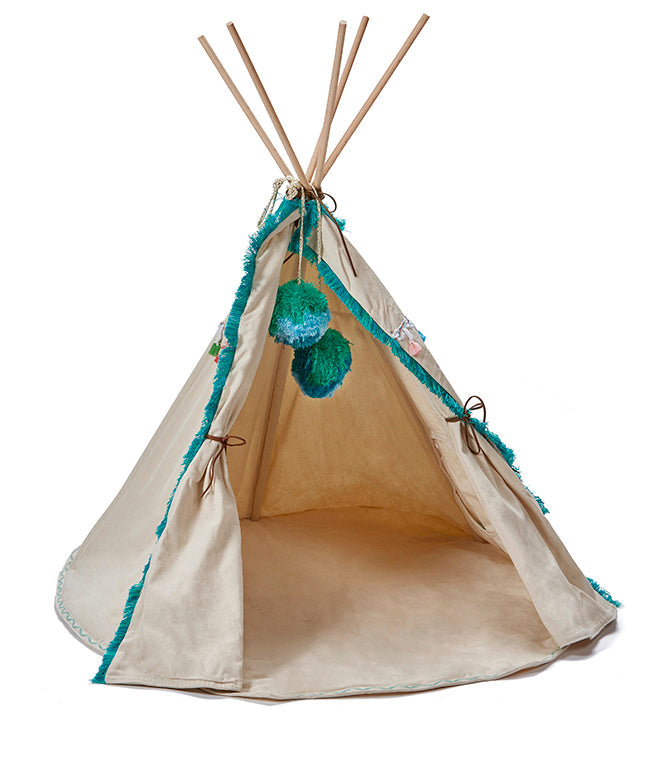 Premium Teepee Tent for Kids - Jade Green Play Tent with Carry Bag | Indoor & Outdoor Playhouse for Children's Bedroom, Nursery, or Backyard Fun