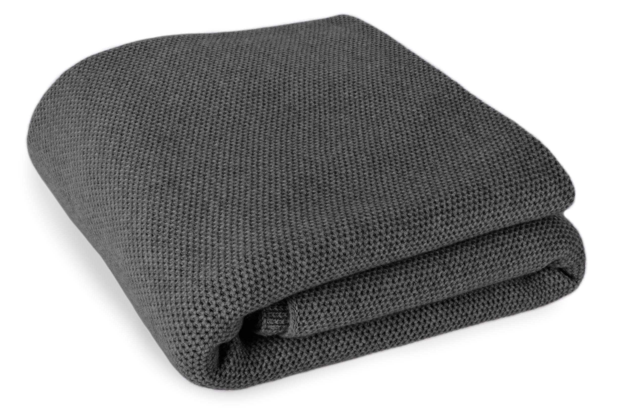 100% Cashmere Waffle Stitch Throw Blanket - Dark Gray Double Size - Handmade in Scotland - Luxury Soft Warm Winter Blanket for Sofa, Bed & Home Decor - Made to Order Cashmere Gift