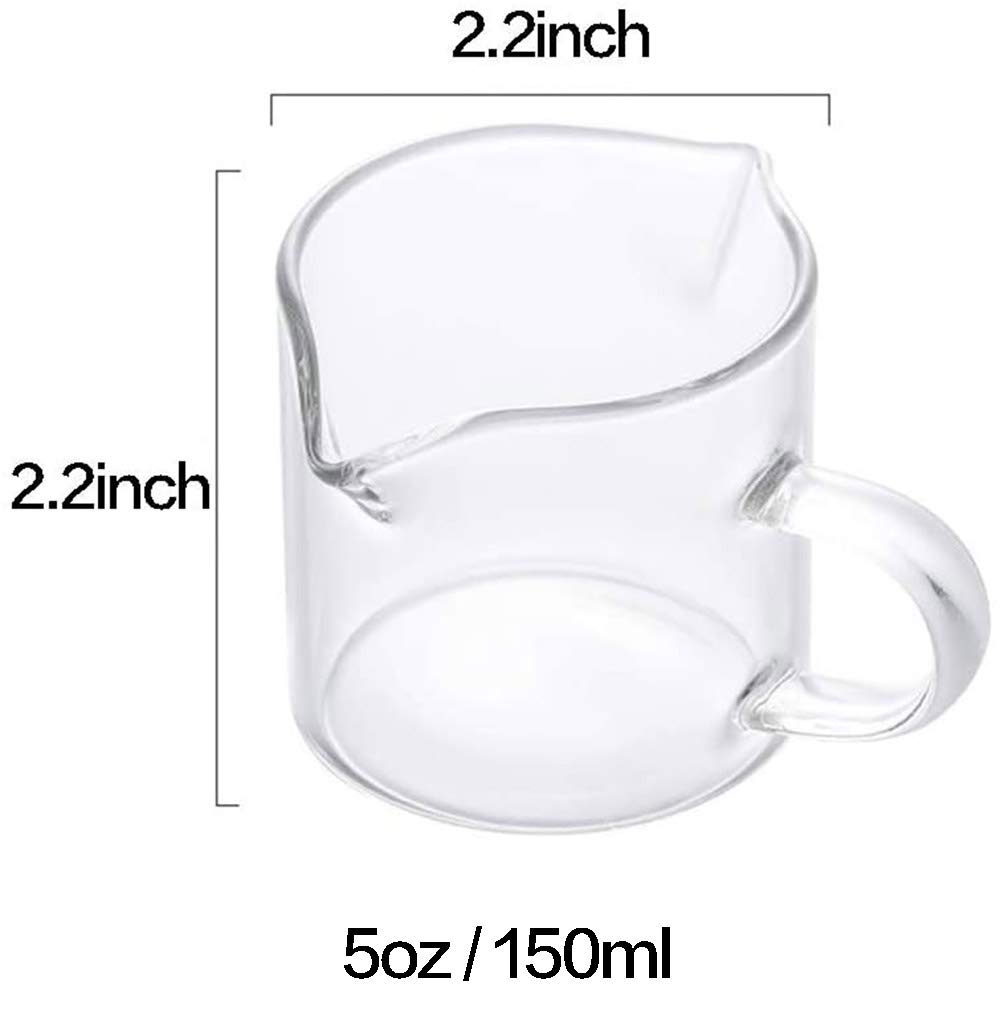 2 Spout Glass Creamer Pitcher with Handle - Perfect for Coffee, Milk, and Tea Serving - Ideal for Cafes, Restaurants, and Home Breakfast Use