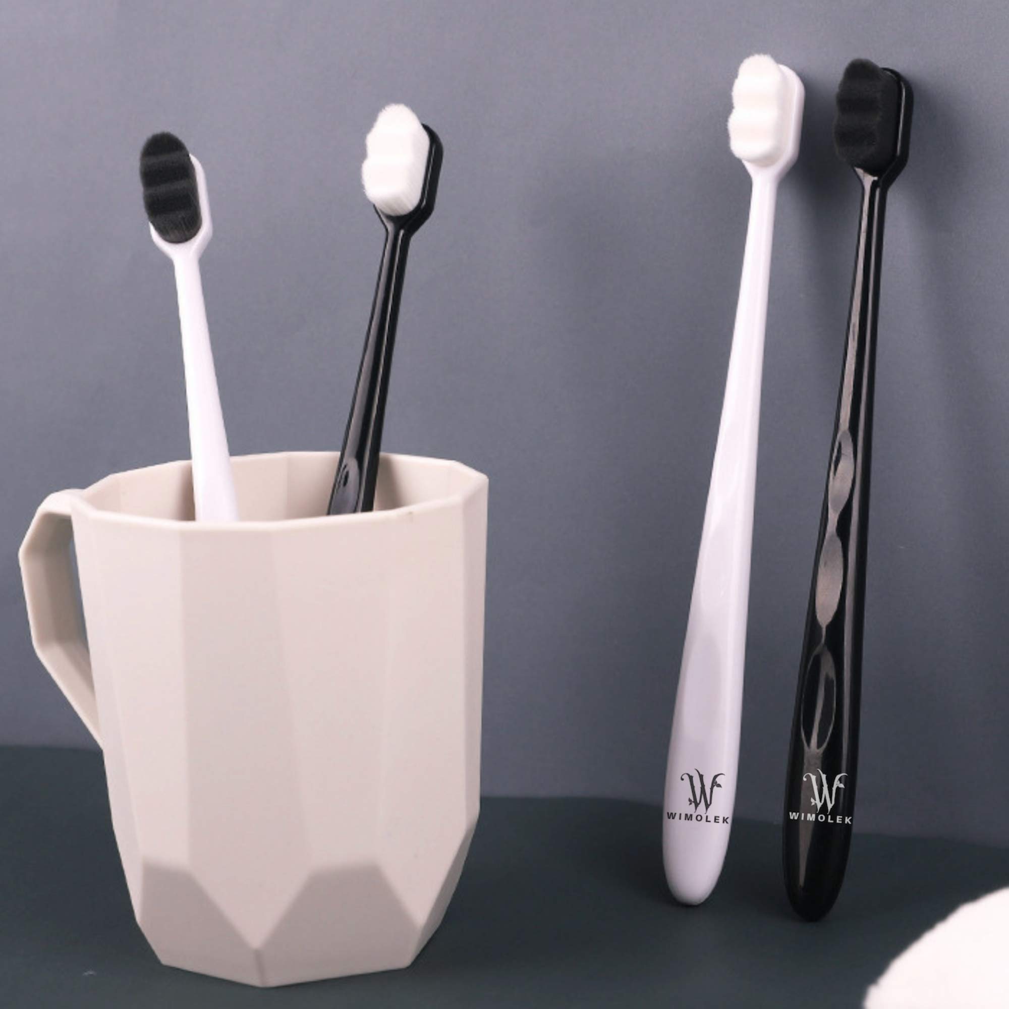 **Extra Soft Toothbrush for Sensitive Gums & Teeth – 20,000 Ultra Soft Bamboo Charcoal Bristles, Gentle Cleaning (2-Pack, Black Wave) – Perfect for Travel & Daily Oral Care**