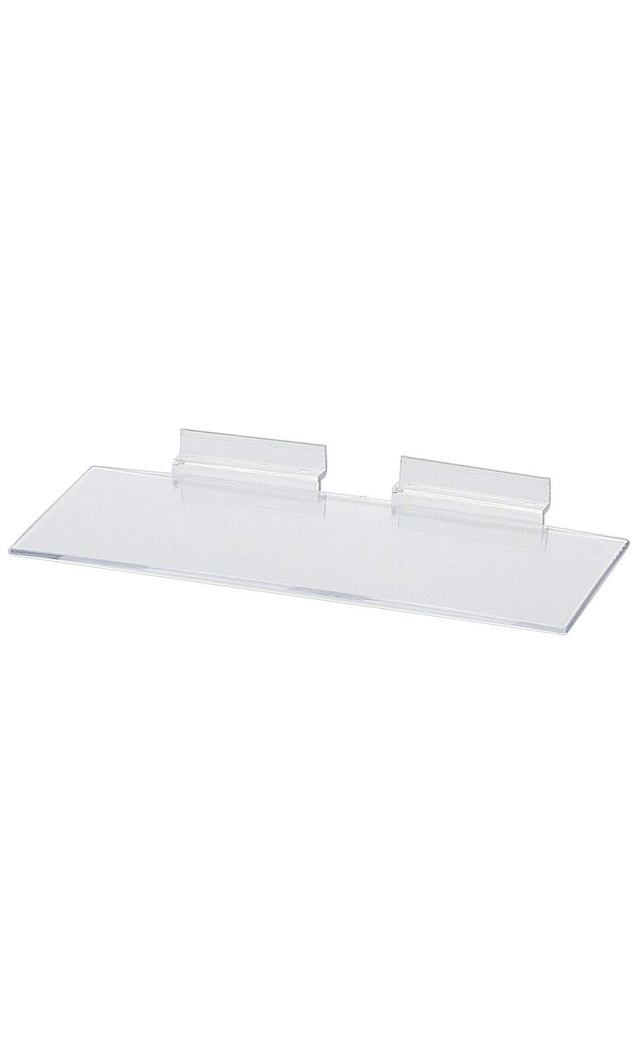 SSWBasics 10”L x 4”W Clear Plastic Slatwall Shelves - Pack of 5 Durable Slat Wall Accessories for Retail Display & Store Organization - Perfect for Boutiques, Garment Racks & Wall Storage Systems