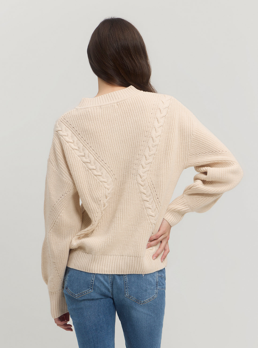 Beige Serena Knit Jumper for Women - Soft Chunky Cable Knit Sweater - Cozy Winter Pullover for Casual Outfits & Holiday Gatherings