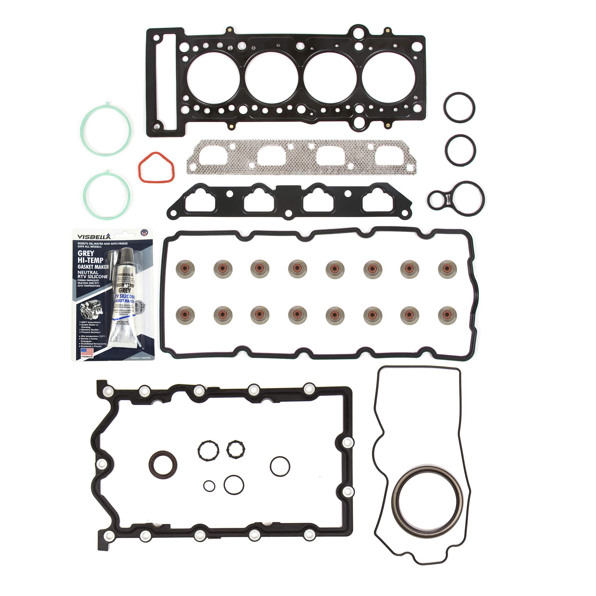 MA-9761242250 Full Gasket Set Compatible with 2002-2008 Mini Cooper Supercharged 1.6L SOHC W10B16A W11B16A Engine - Perfect for Engine Rebuilds & Maintenance Repairs