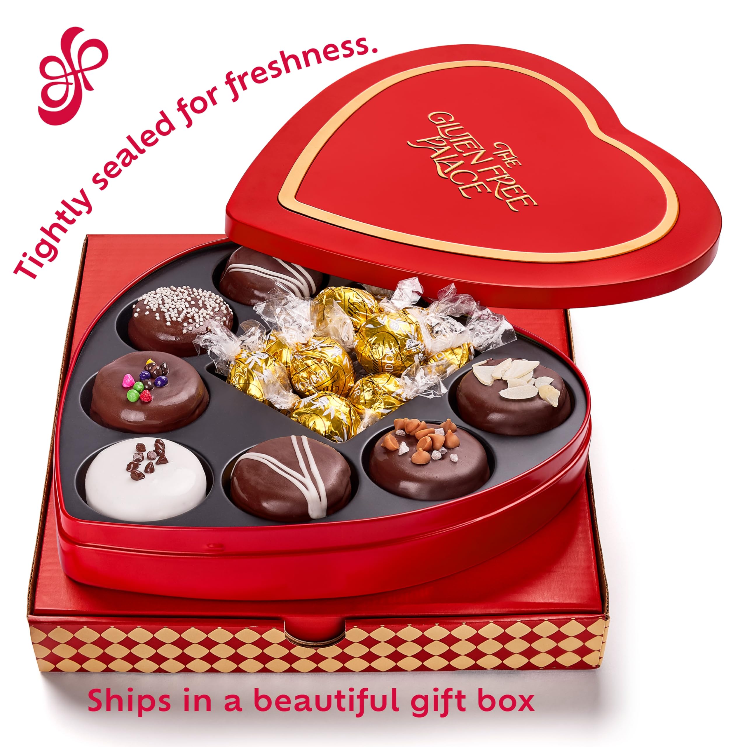 Gluten Free Heart Chocolate Cookies Gift Basket - Assorted Gluten-Free Cookies & Milk Chocolate - Perfect for Mother's Day, Birthday, Anniversary Gifts for Women - Ideal for Holiday Parties, Office Treats & Romantic Surprises