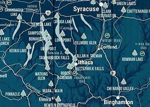 New York State Map with State Parks - Push Pin Travel Map on Canvas with Foam Backing (12x16 Inches) - Includes Push Pins - Perfect for Travel Planning & Home Decor