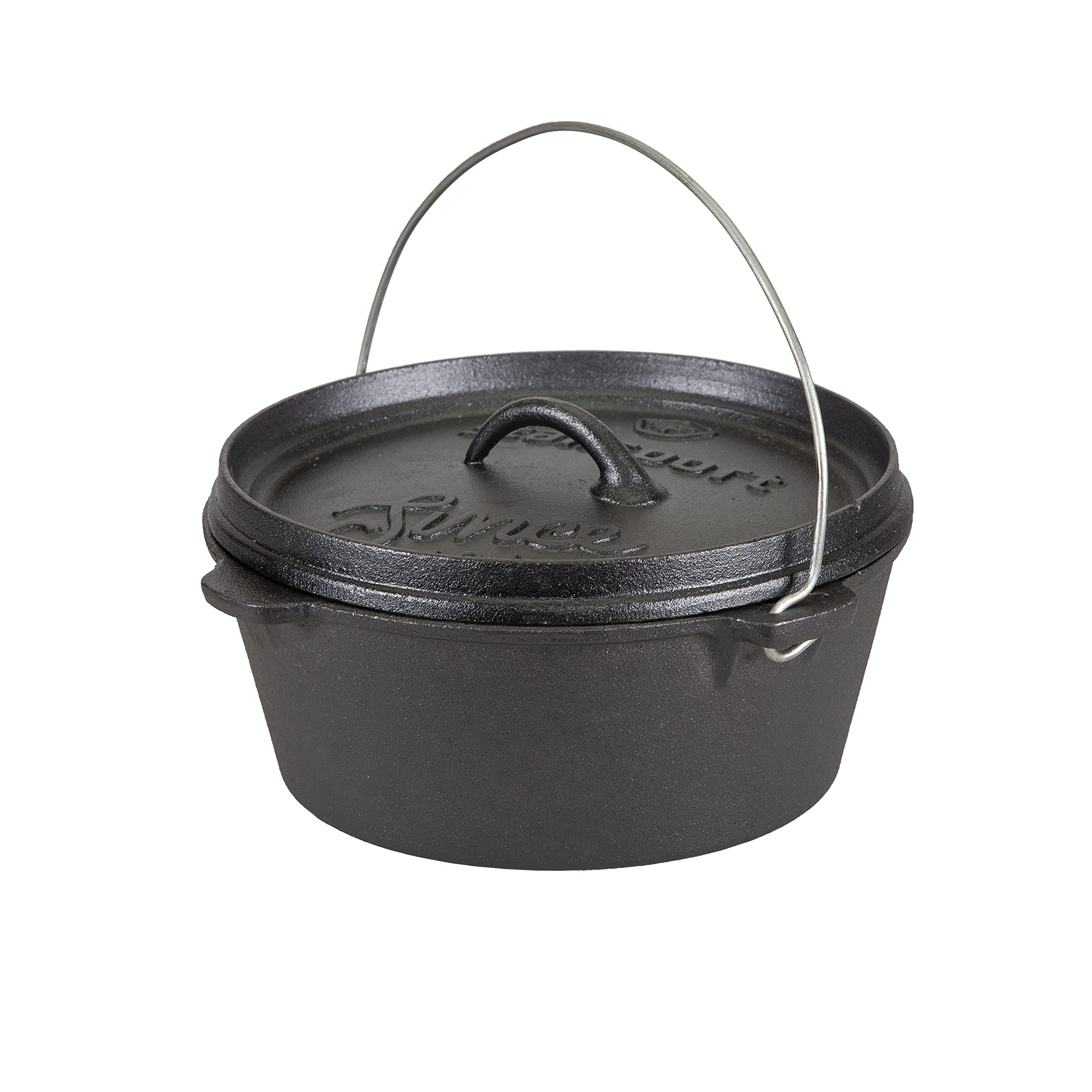 Stansport Pre-Seasoned Cast Iron Dutch Oven - 6 Quart Enameled Cast Iron Pot with Lid - Perfect for Camping, Baking Bread, Soups & Stews
