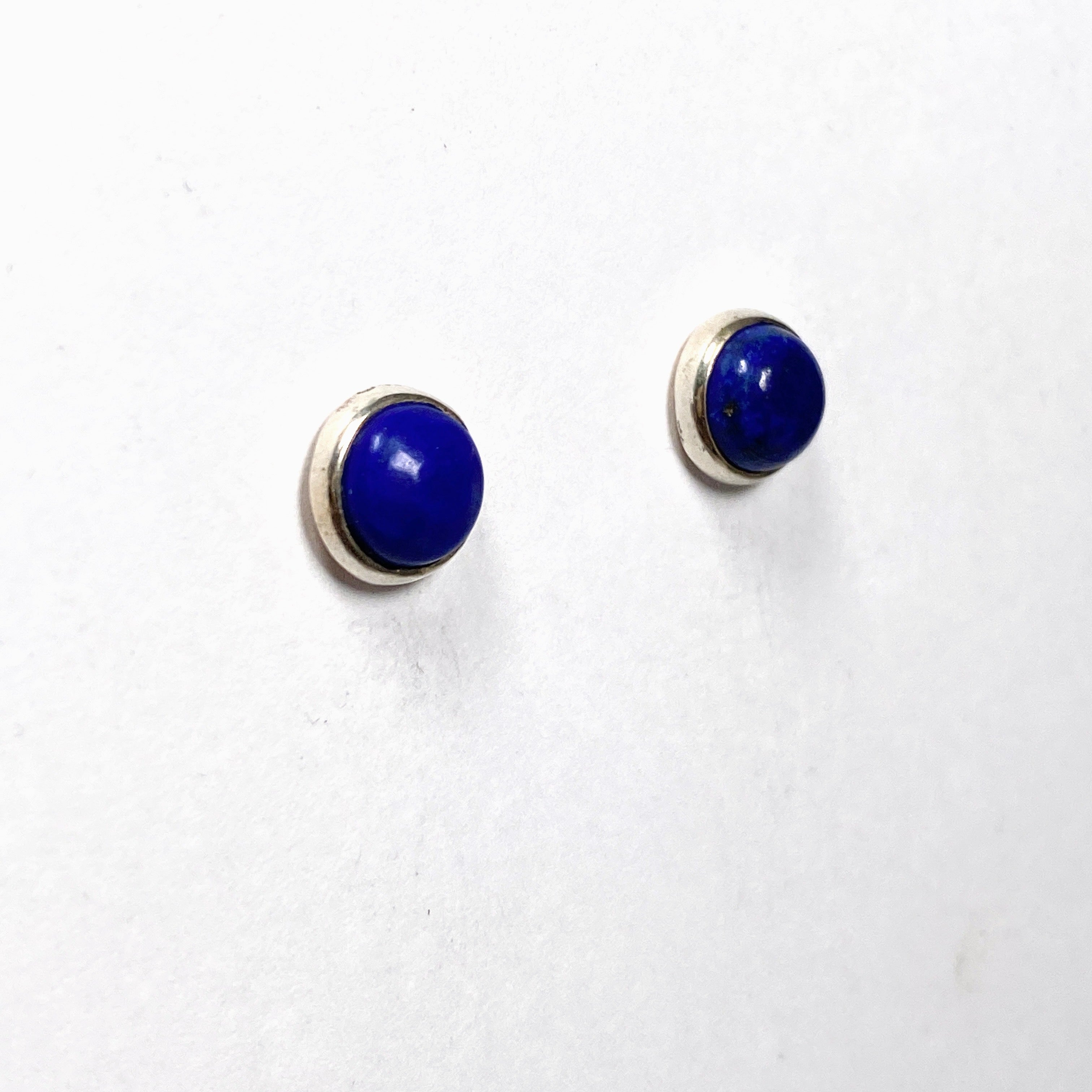 Lapis Lazuli Round Cabochon Stud Earrings - Natural Stone Jewelry for Women, Gift for Her | Perfect for Everyday Wear, Parties & Special Occasions