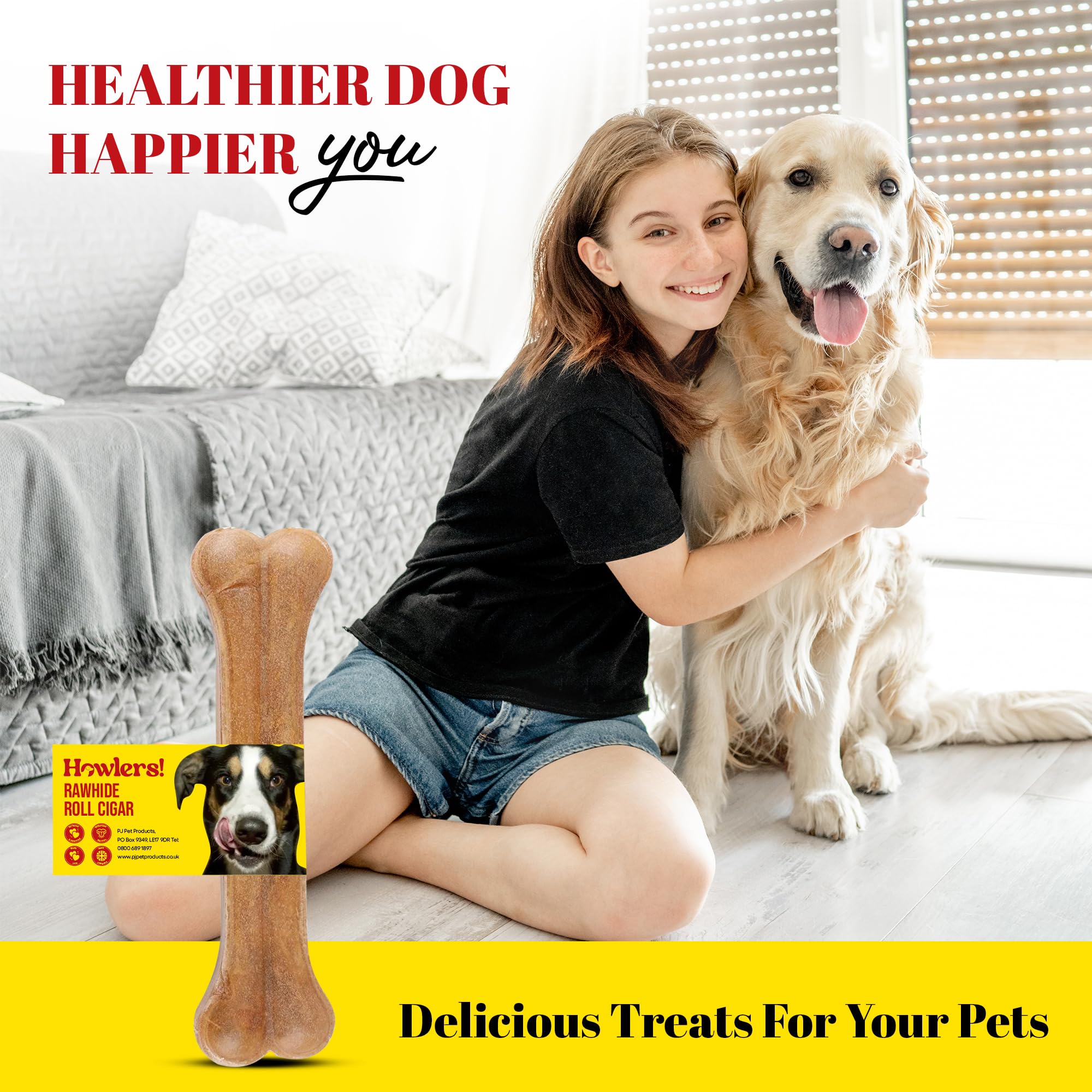 10 Inch Natural Giant Pressed Dog Bones - Pack of 10 | Long-Lasting Rawhide Chews for Dogs | All-Natural Ingredients | Perfect for Aggressive Chewers & Dental Health