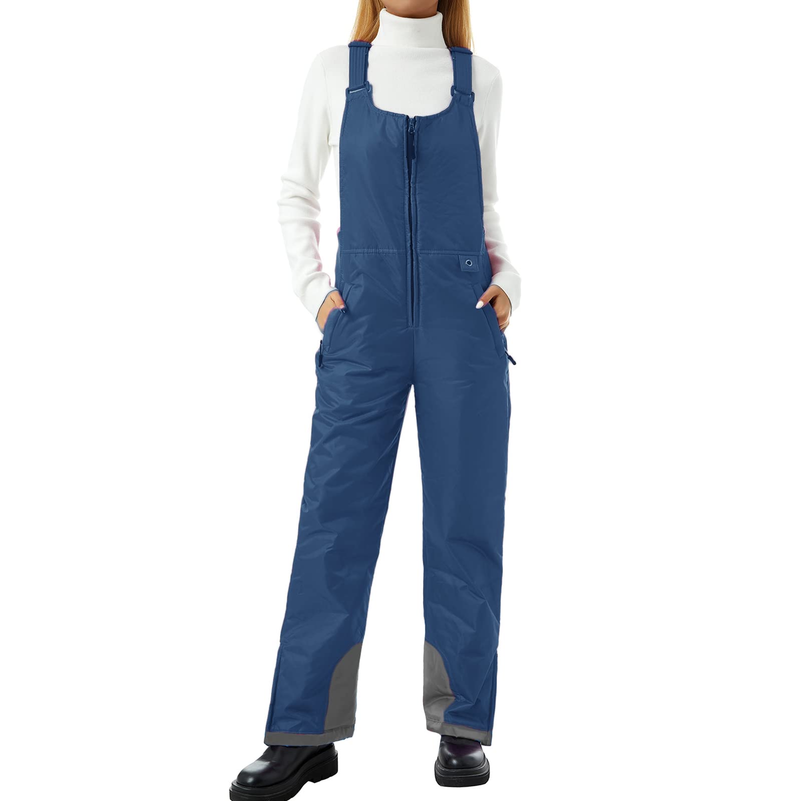 **LisenraIn Women's Waterproof Insulated Snow Bibs - Adjustable Strap Snowboard Overalls with Pockets for Skiing, Snowboarding & Winter Outdoor Activities**