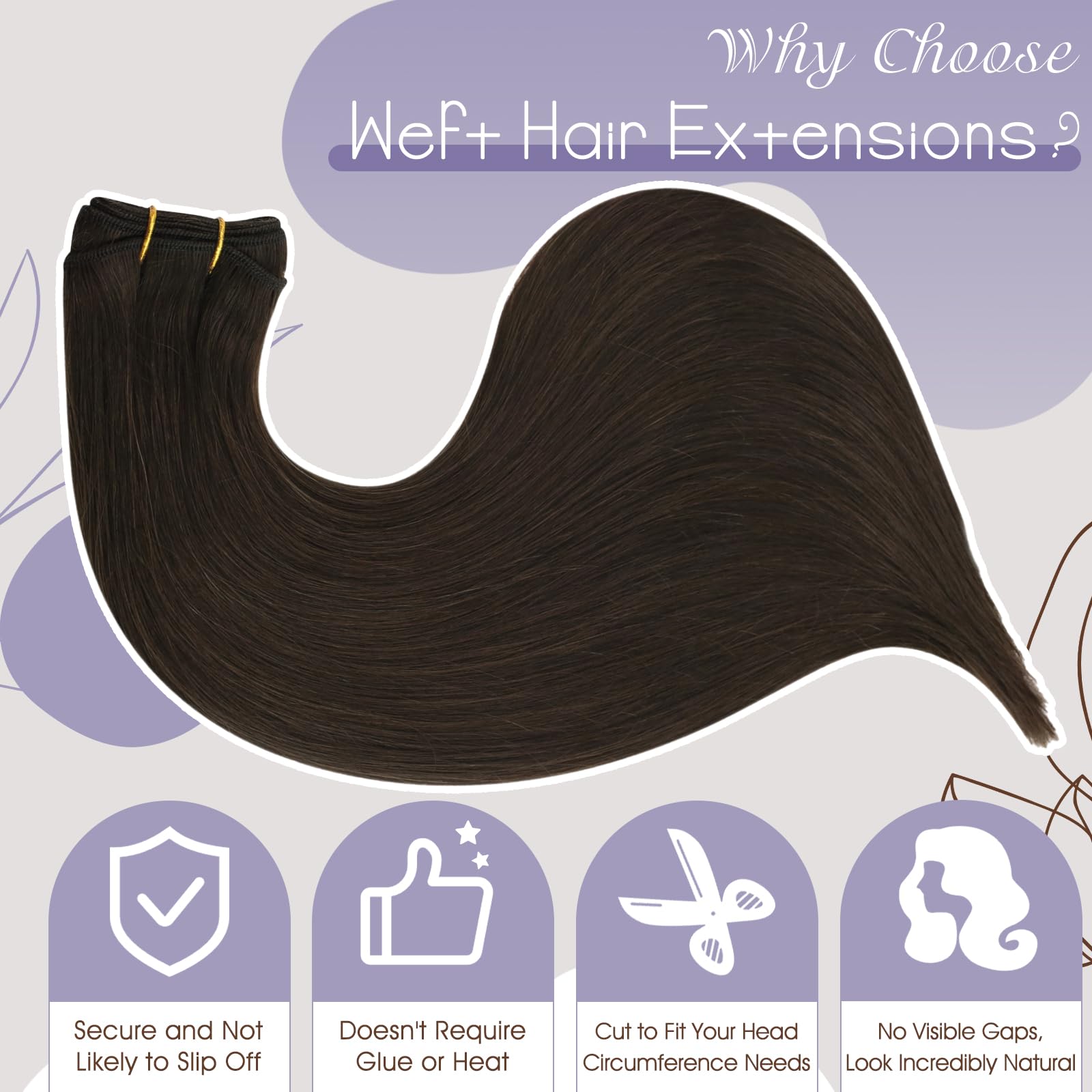 Premium Full Shine Brown Weft Hair Extensions - 100% Real Remy Human Hair Bundles & Dark Brown Clip-Ins for Natural Volume & Length | Perfect for Daily Wear, Parties & Special Occasions