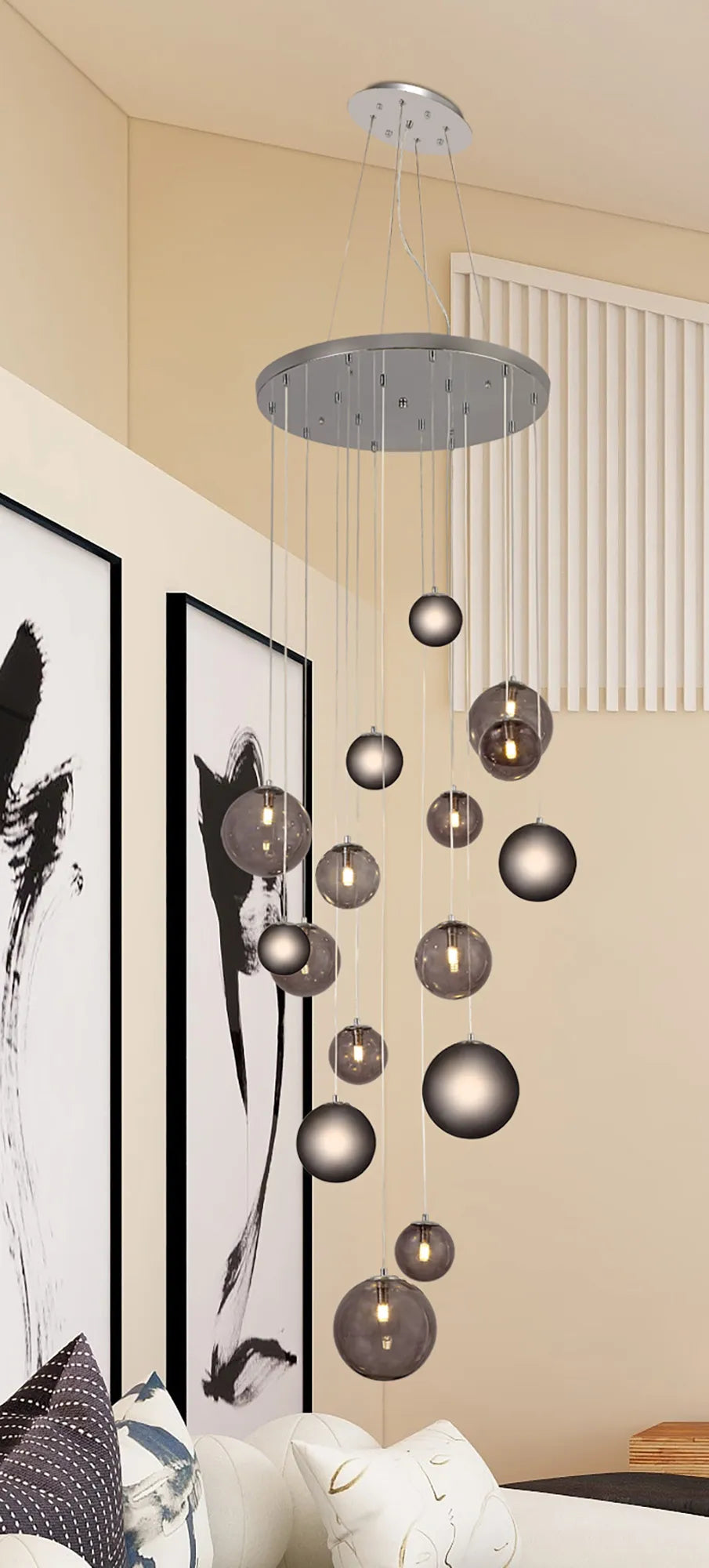 60cm Austin Glass Pendant Light with 16 G9 Bulbs - Modern Hanging Fixture for Kitchen Island, Dining Room, and Living Room Lighting