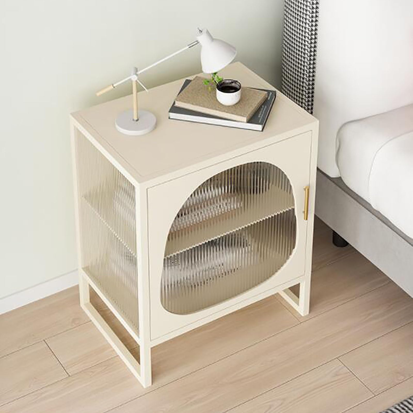 Modern Nightstand with 2-Tier Storage - Sturdy Iron Frame & Tempered Glass Top - White Right-Side Bedside Table for Bedroom or Living Room - Perfect for Holding Lamps, Books & Bedroom Essentials