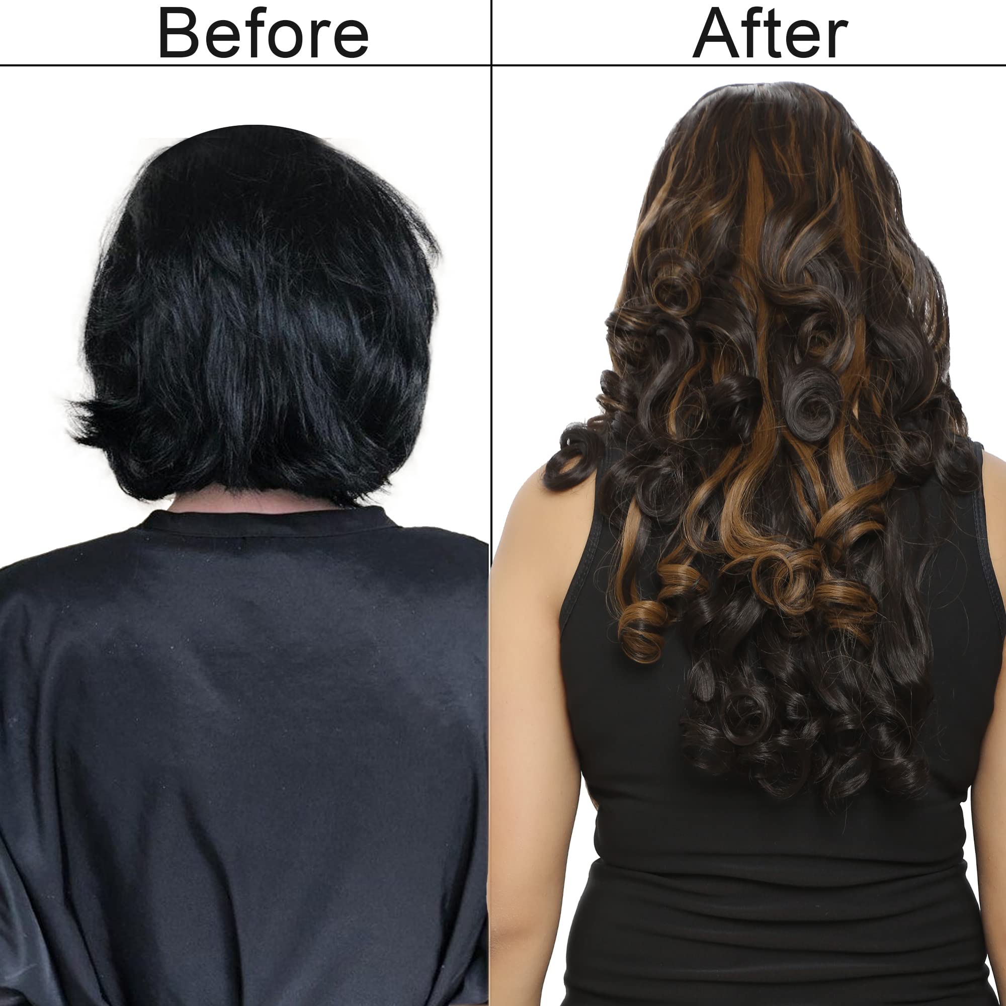 FLUSHIA 24-26 Inch Curly/Wavy Synthetic Hair Extensions with 5 Clips | Long Wavy Human Hair Wigs for Black Women | Perfect for Parties, Weddings & Daily Styling