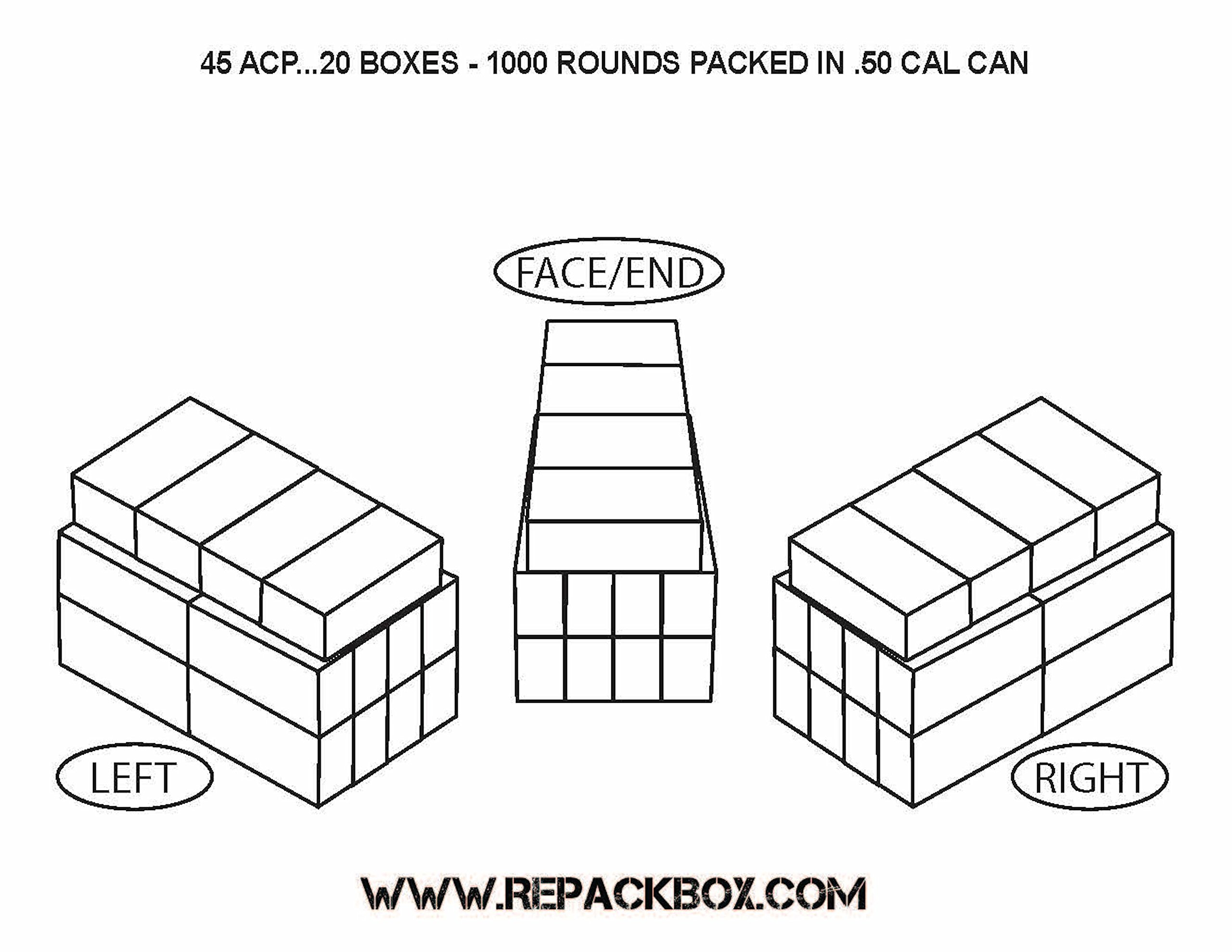 45 ACP Ammo 100-Round Military Cardboard Box - Holds 50 Rounds Each, 5000 Rounds Total - Perfect for Target Shooting, Hunting & Home Defense