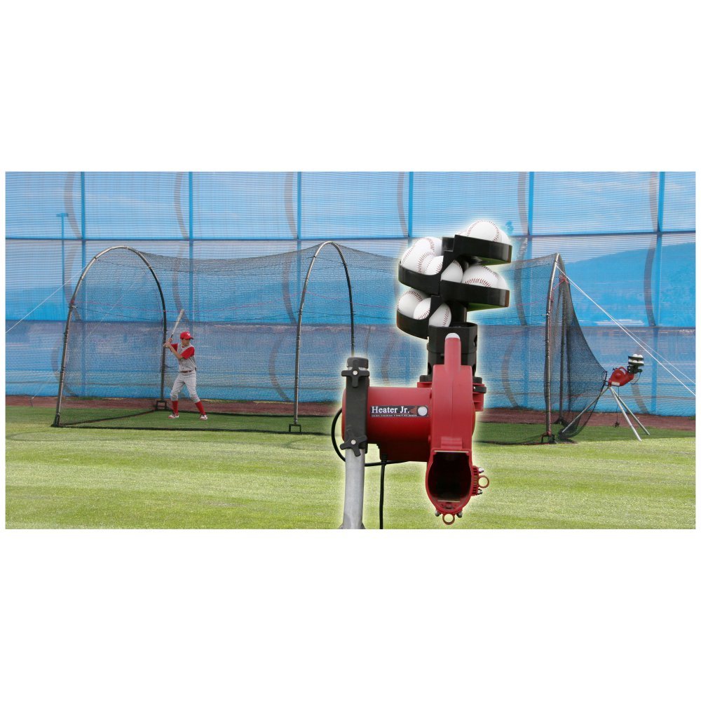Heater Sports Complete Home Batting Cage with Heater Jr. Pitching Machine - Perfect for Baseball Practice & Backyard Training
