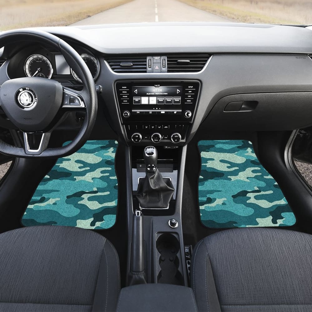 Premium Blue Teal Camouflage Car Floor Mats - All-Weather Protection, Non-Slip Design, Universal Fit for Most Vehicles - Perfect for Off-Road Adventures & Daily Commutes