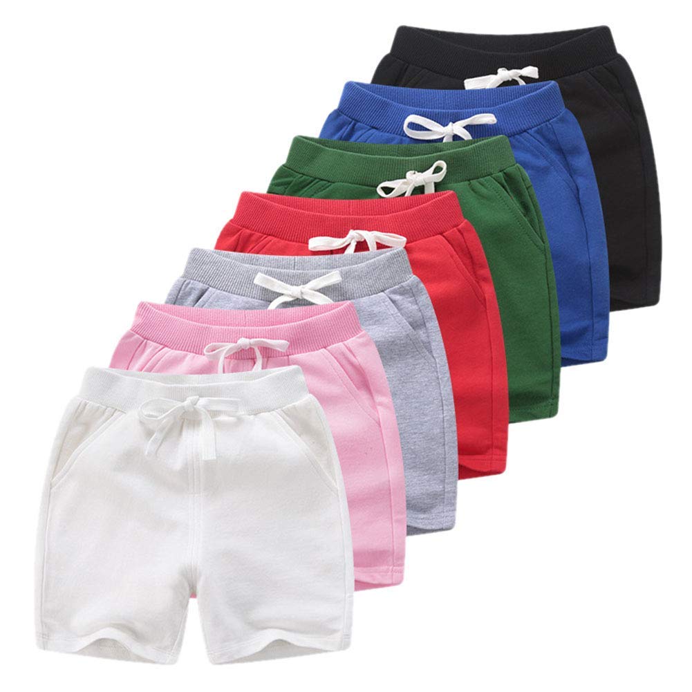 **PTPUKE Toddler Boys Girls Cotton Jogger Shorts - Soft Comfortable Sporty Casual Pants for Kids | Perfect for Playtime, Outings & Everyday Wear**