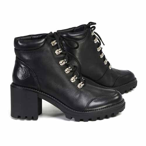 Milwaukee Leather Women's Devine Black Leather Lace-Up Platform Boots MBL9439 | Stylish Ankle Booties for Casual Outfits, Date Nights & Fall Fashion