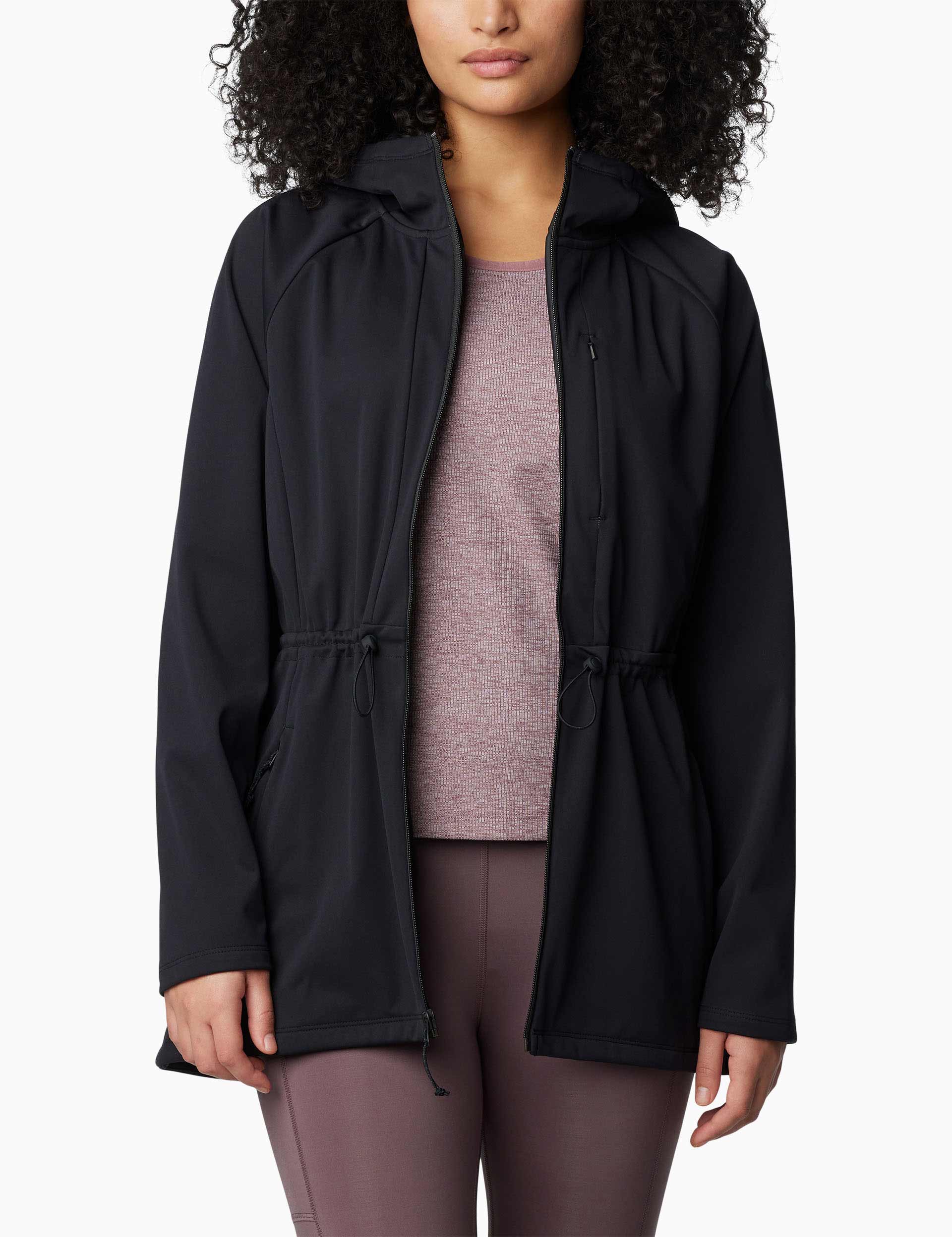 Flora Park II Mid Softshell Jacket for Men & Women - Lightweight Waterproof Windbreaker for Hiking, Running & Outdoor Activities - Black