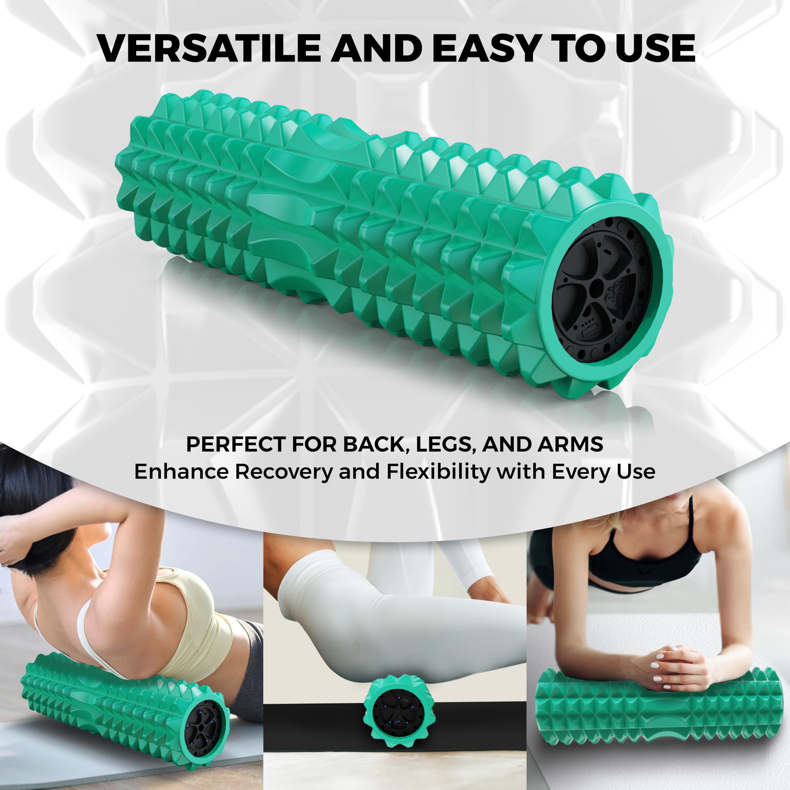 Vibrating Foam Roller for Muscle Recovery & Pain Relief - Ergonomic Massage Roller for Fitness, Yoga, Physical Therapy & Deep Tissue Massage - Portable Body Massager for Athletes & Gym Recovery - Perfect for Post-Workout, Home Gym & Sports Therapy