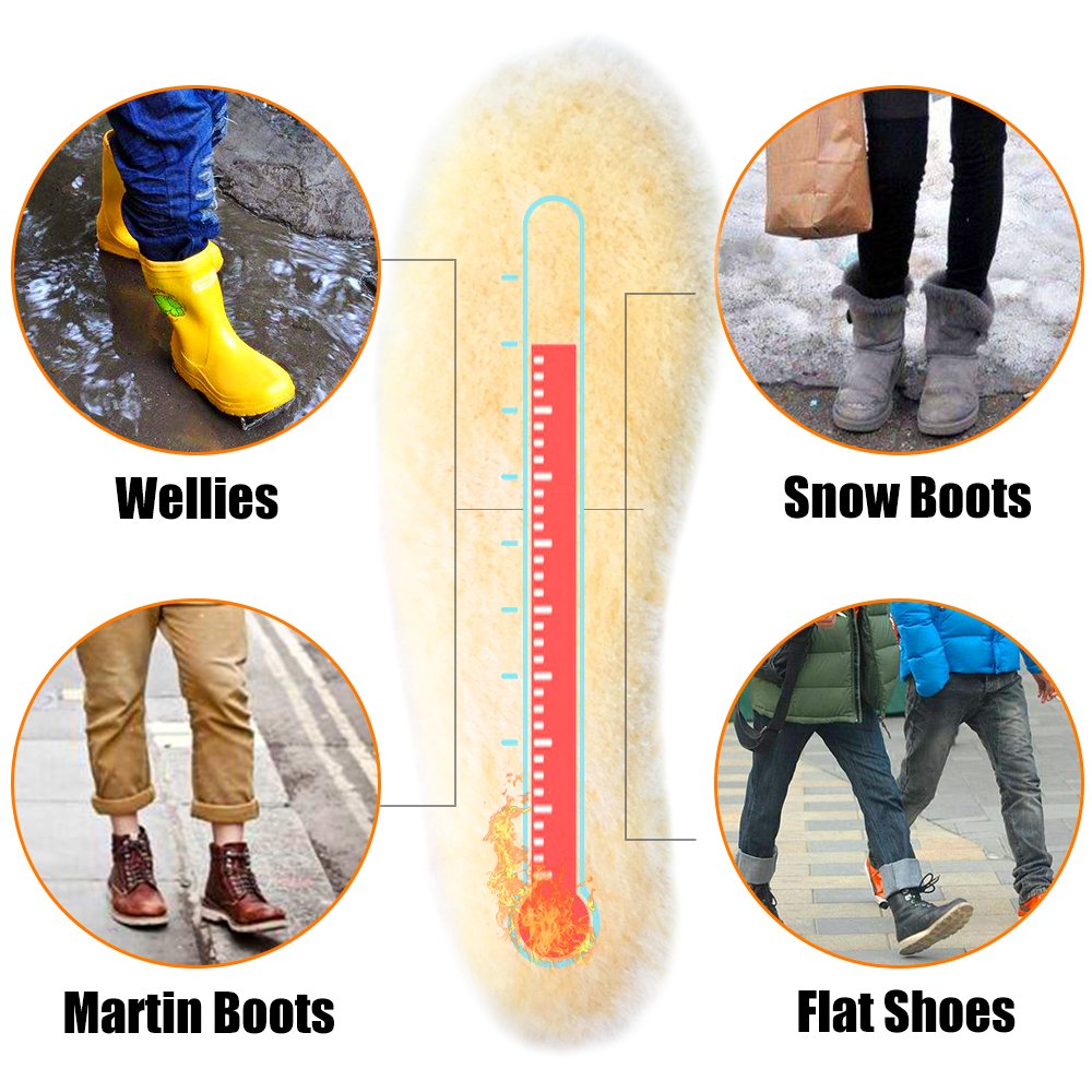 Premium Sheepskin Insoles for Women - Ultra Soft Wool Fur Fleece Shoe Inserts for Warmth & Comfort (6 Pairs, 1 Pack) - Perfect for Winter Boots, Slippers & Cold Weather Footwear
