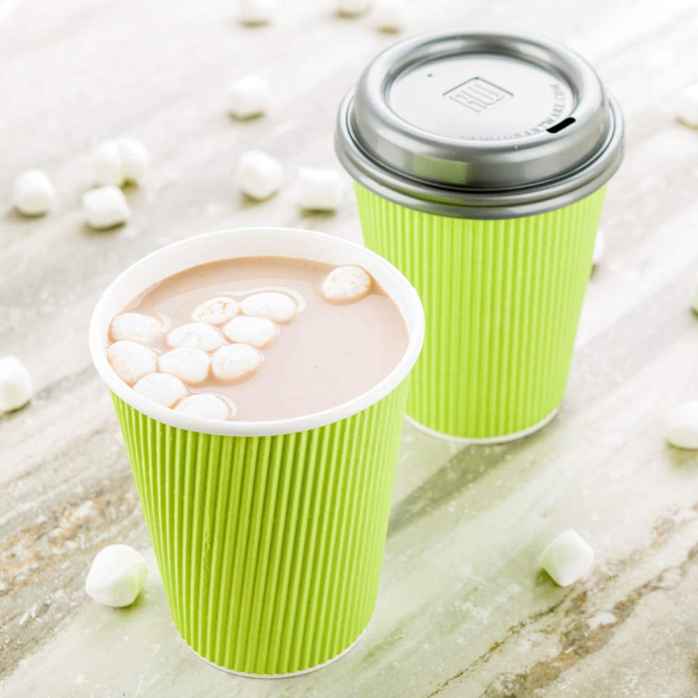 12oz Disposable Coffee Cups - 500 Pack Eco-Friendly Ripple Wall Hot Cups for Coffee, Tea & Hot Beverages | Rolled Rim, Insulated Paper Cups | Lids Sold Separately | Perfect for Cafes, Offices & Events