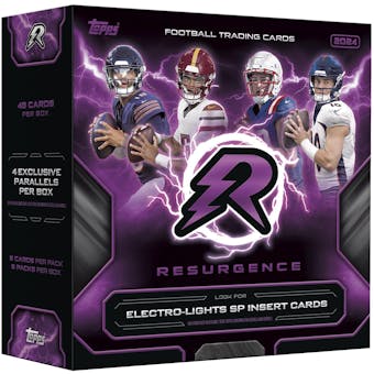 2024 Topps Resurgence Football Mega Box - 12 Packs, 96 Cards - Collectible Trading Cards for NFL Fans - Perfect for Sports Memorabilia Collections and Fantasy Football Drafts
