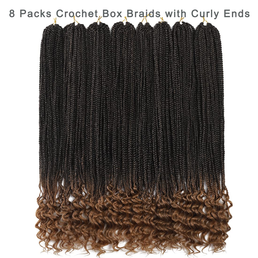 8 Packs 30 Inch Pre-Looped Crochet Box Braids Hair with Curly Ends - T27 Goddess Box Braids for Women - Long Synthetic Braiding Hair Extensions for Protective Styles & Boho Looks