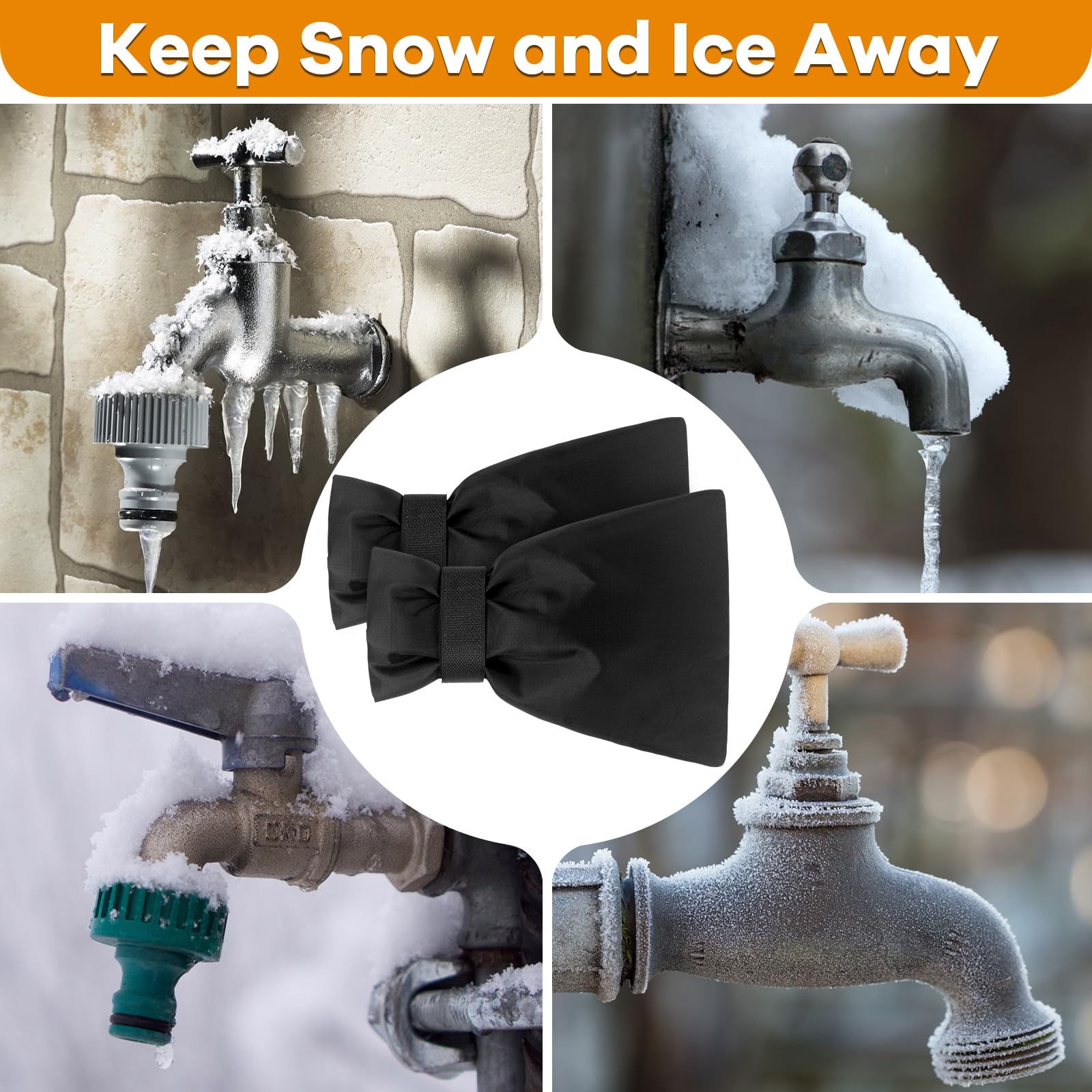 4 Pack Outdoor Faucet Covers - Winter Freeze Protection for Garden Spigots (8.8