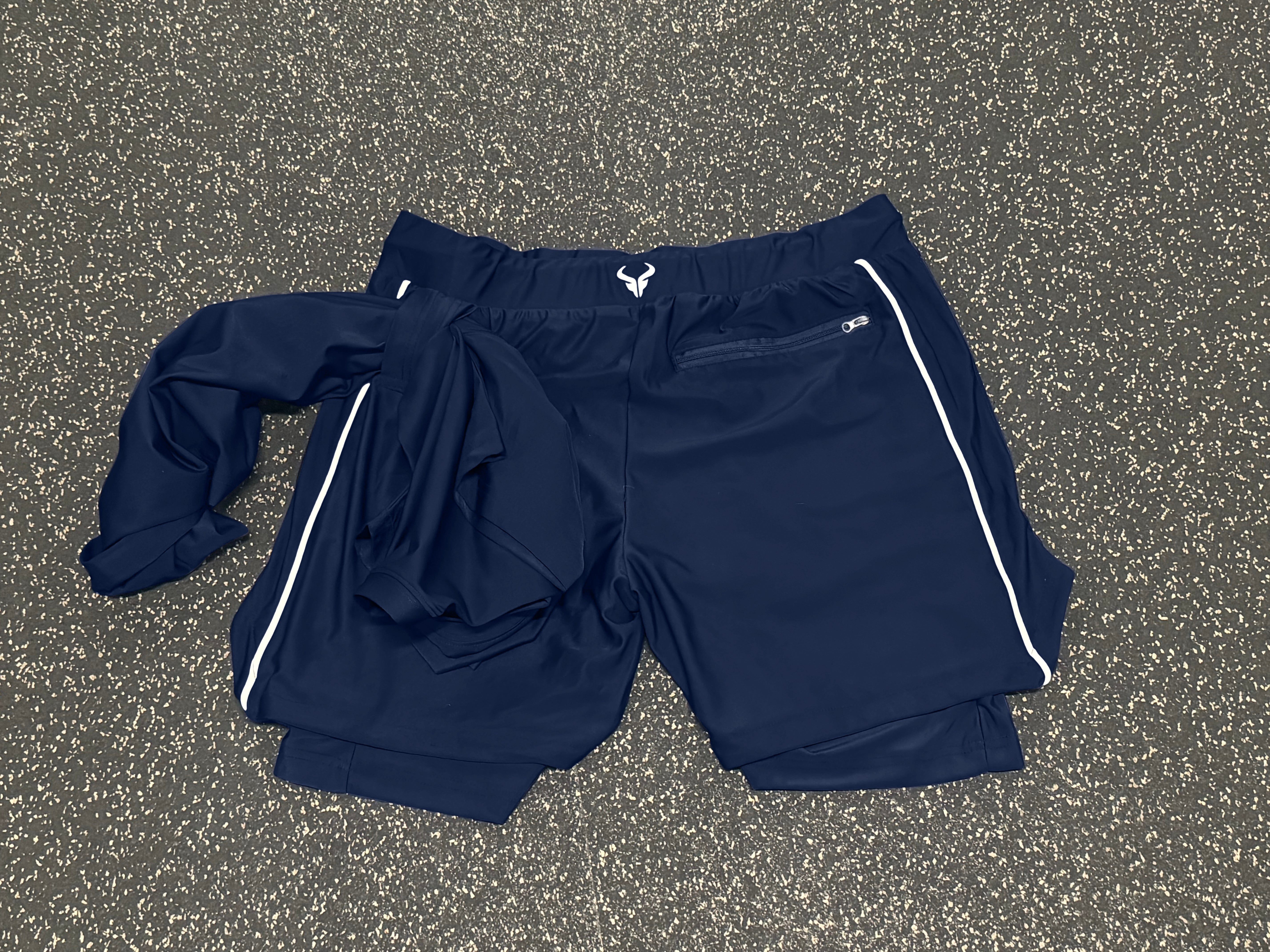 Cerus Navy Flex 2-in-1 Running Shorts with Built-in Liner - Moisture-Wicking, Quick-Dry Athletic Shorts for Men - Perfect for Gym, Jogging & Outdoor Workouts