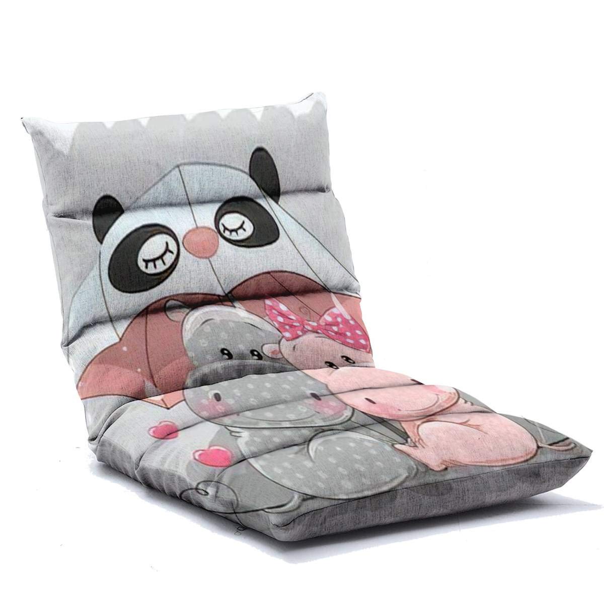 Adjustable Floor Chair with Memory Foam - Foldable Floor Lounger Sofa for Adults, Home Office, Reading, Watching TV & Gaming - Cute Cartoon Hippo Design (Perfect for Small Spaces, Dorm Rooms & Relaxation)