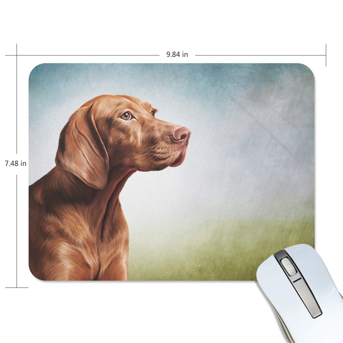 Vizsla Pointer Dog Mouse Pad - 9.84 x 7.48 x 0.2 Inch Non-Slip Rubber Base Gaming & Office Mousepad - Perfect for Computer, Laptop, PC Workstation and Home Office Setup