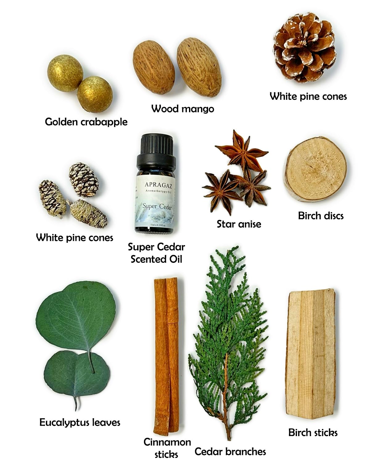 Apragaz Christmas Potpourri - Evergreen Holiday Vase Filler with Cinnamon Sticks, Anise, Cedar Branches & Pine Cones | Super Cedar Scented | Perfect for Christmas Decor, Table Centerpieces & Festive Home Fragrance