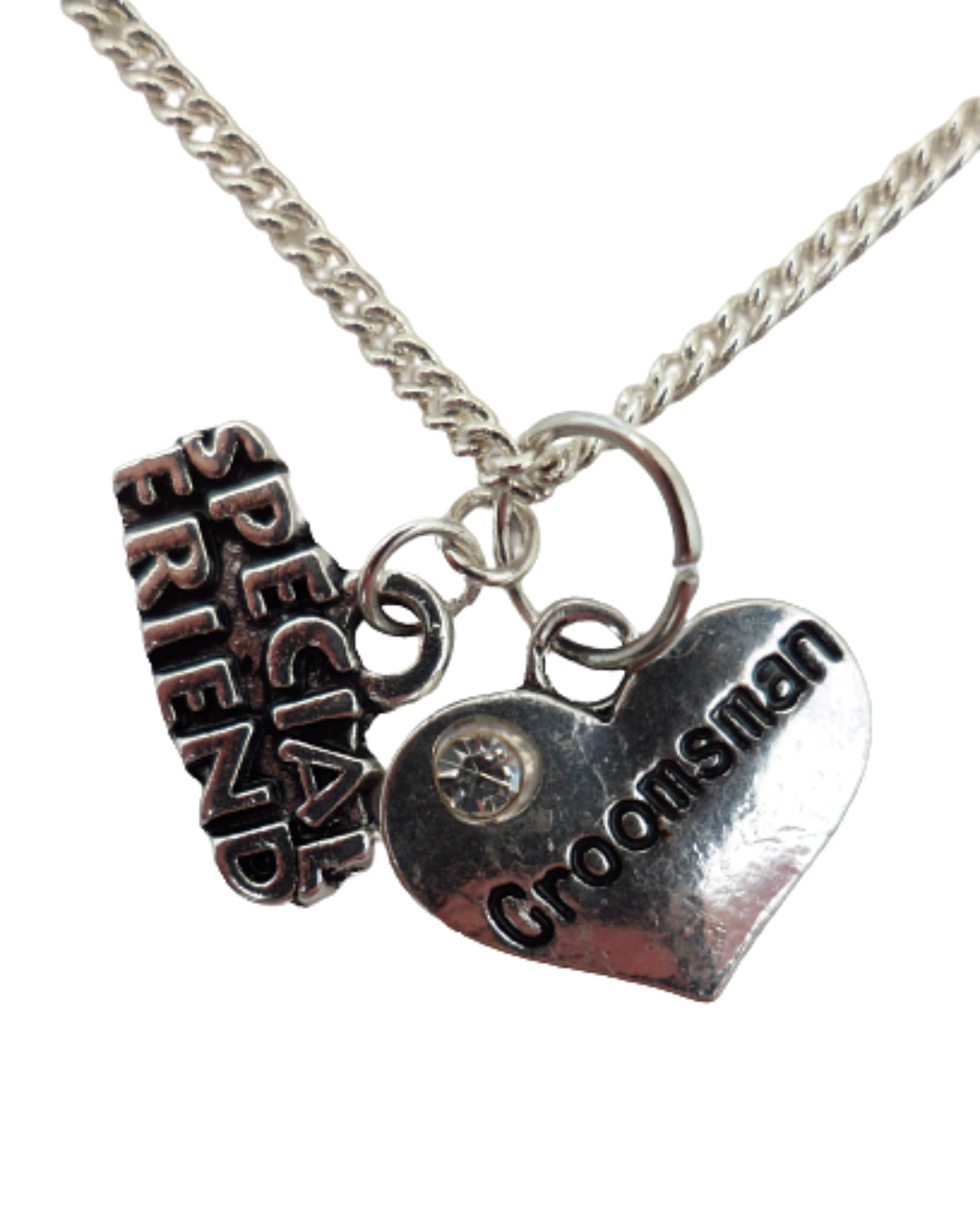 Silver Heart Charm Necklace for Groomsmen & Special Friends - Wedding & Gift Occasions
