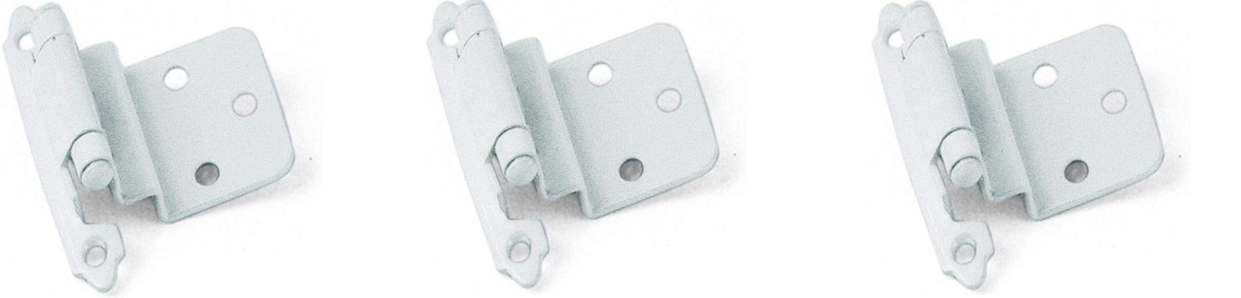 Laurey 28642-25 3/8 Inch Inset White Semi Concealed Cabinet Hinges - Pack of 25 (3 Sets) - Perfect for Kitchen Cabinets, Bathroom Vanities & Furniture Installation