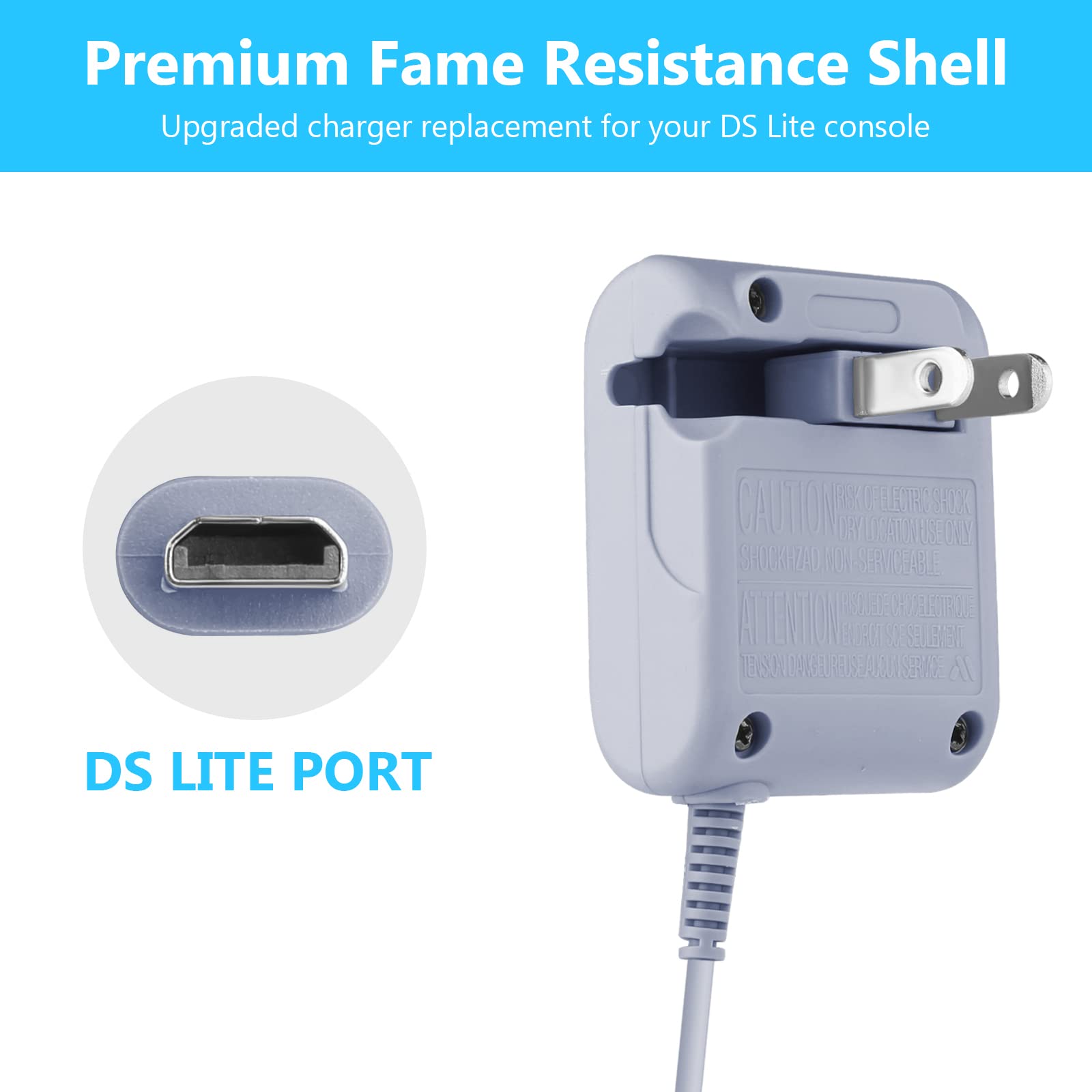 Original Nintendo DS Lite Charger Replacement AC Adapter Wall Plug - 100-240V Power Supply for NDSL - Perfect for Home, Travel & Gaming Sessions
