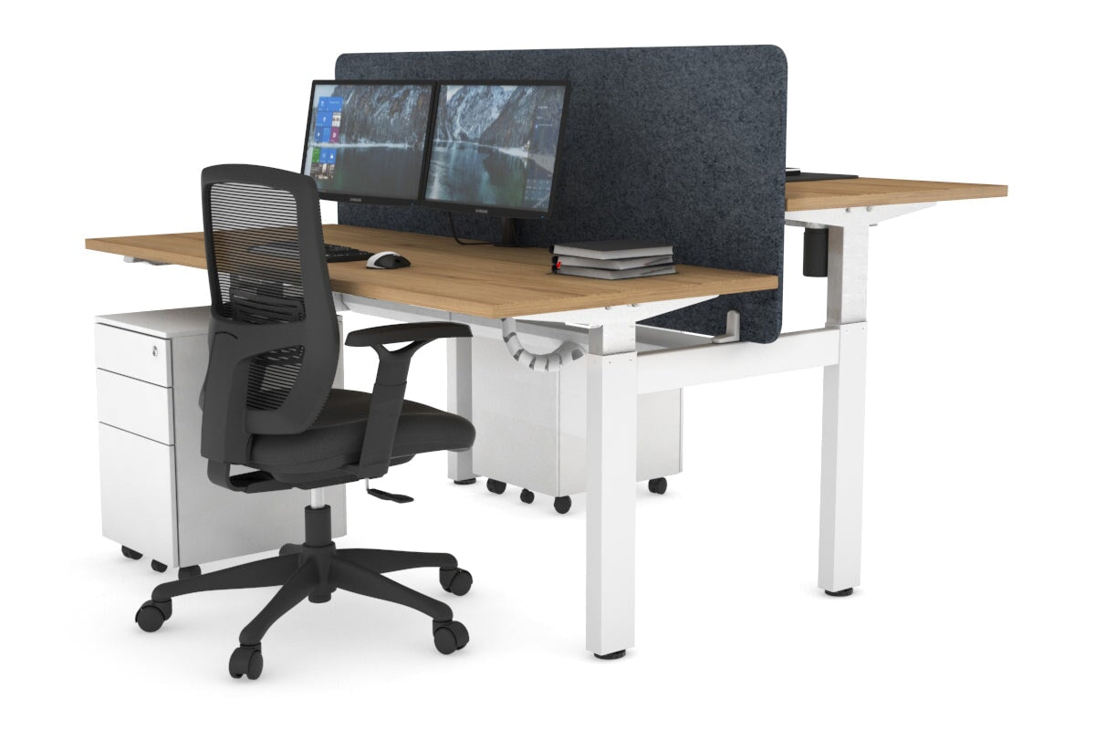 Adjustable Height 2-Person H Bench Workstation - White Frame [1600L x 700W] - Perfect for Office, Home Office & Coworking Spaces