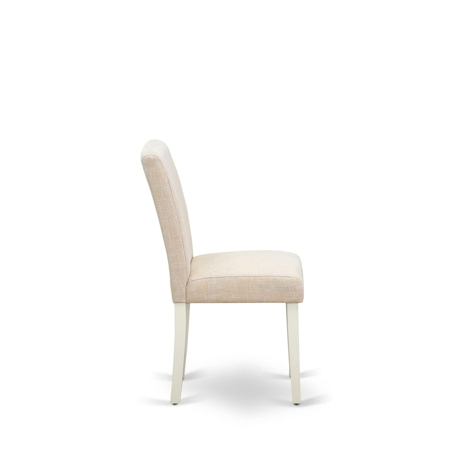 Modern 3-Piece Dining Table Set with Round Wooden Dropleaf Table & 2 Light Beige Linen Chairs - 42x42 Inch, Linen White | East West Furniture DLAB3-LWH-02 | Perfect for Small Spaces, Breakfast Nooks & Cozy Apartments