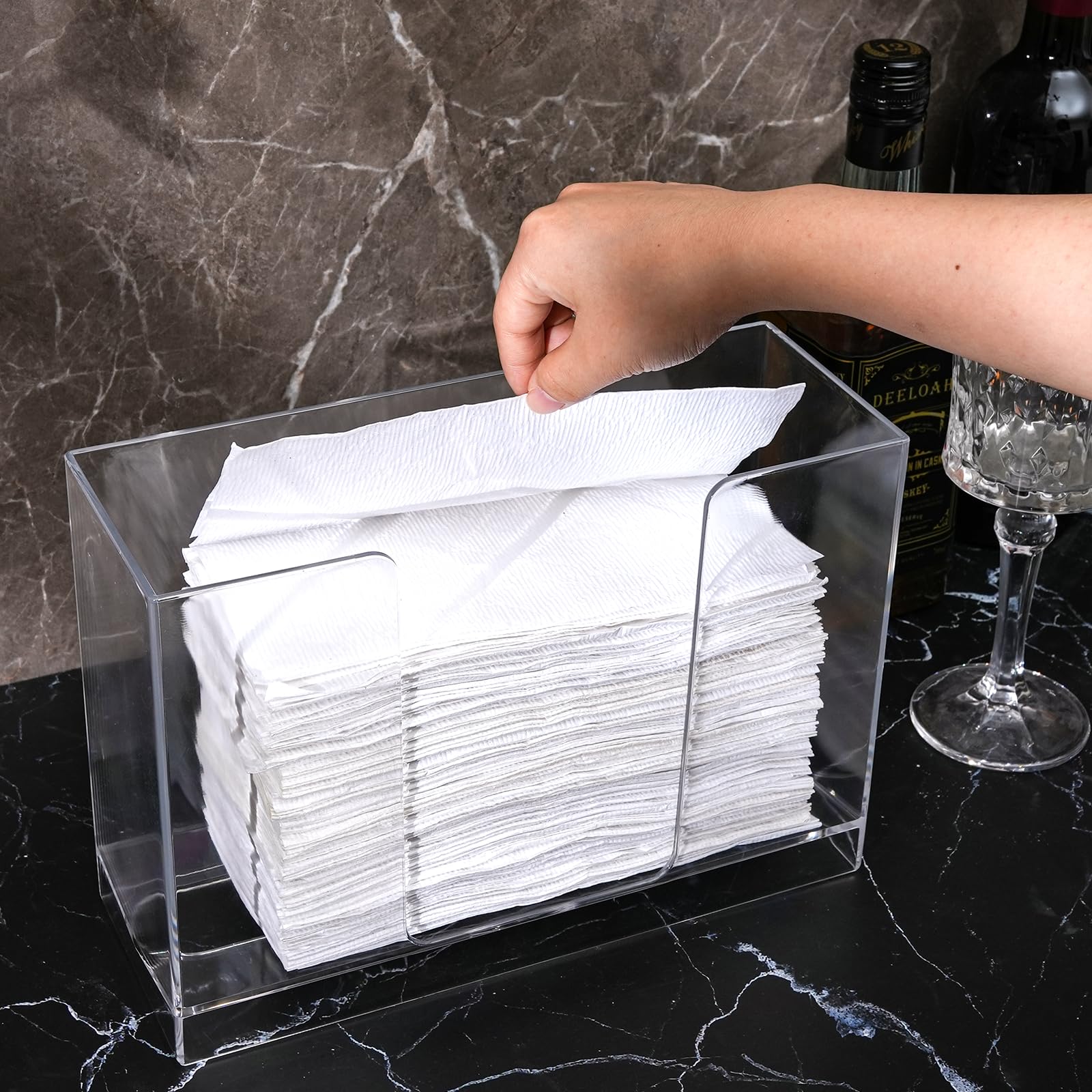 Wall Mount Clear Multifold Paper Towel Dispenser with Lid - Holds Z-Fold, C-Fold & Multi-Fold Paper Towels - Countertop or Bathroom Toilet & Kitchen Use for Home or Office