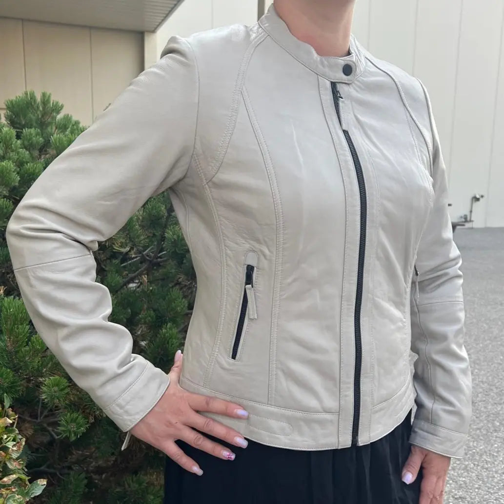 Vintage Women's Lamb Leather Jacket - Soft & Stylish Biker Jacket for Casual Wear & Night Out | Perfect for Fall & Winter Fashion