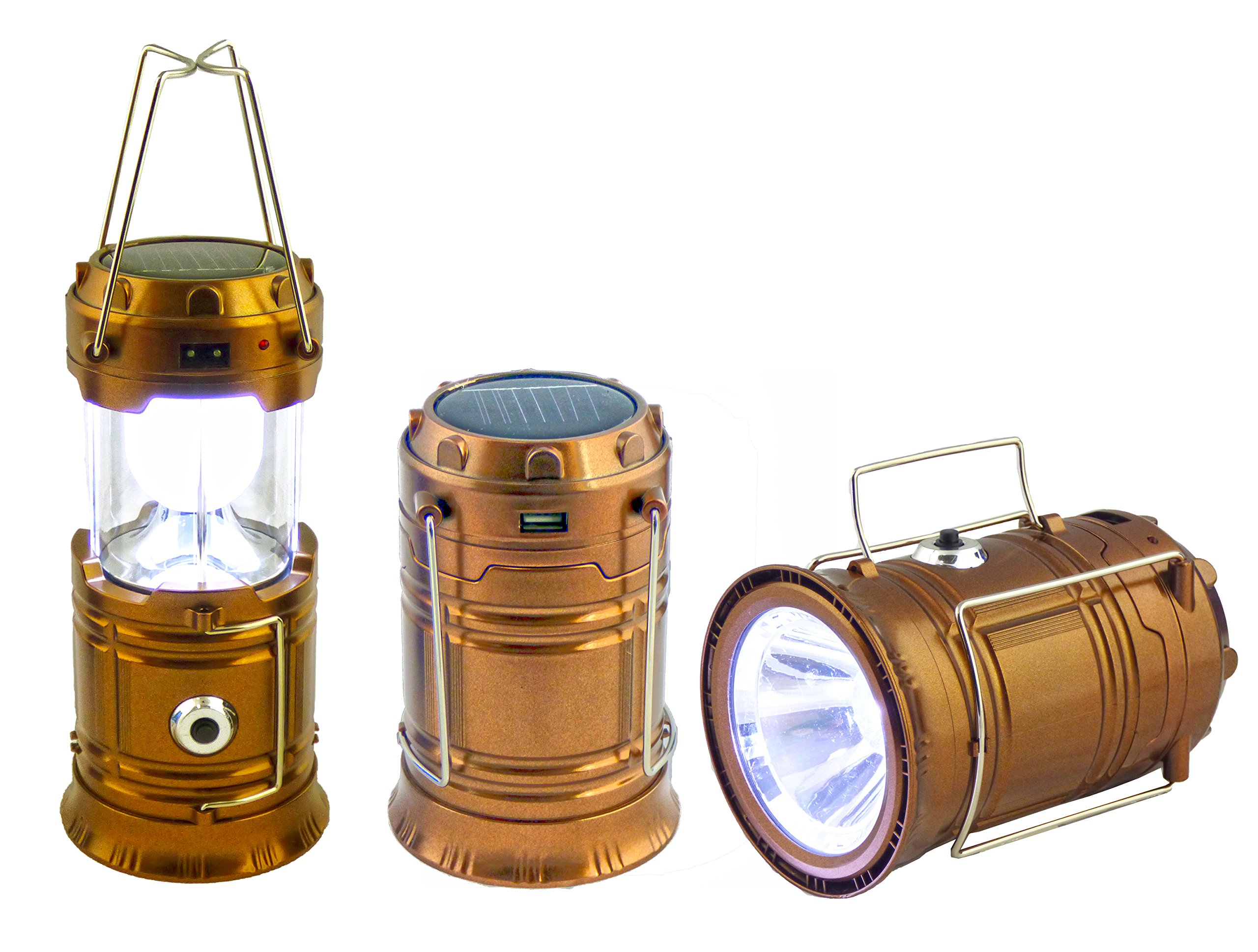 Ultra Bright Solar Rechargeable LED Flashlight - Collapsible Tactical Lantern for Outdoor Camping, Hiking, Emergency Survival (2-Pack, Copper) | Perfect for Backpacking, Power Outages & Night Adventures