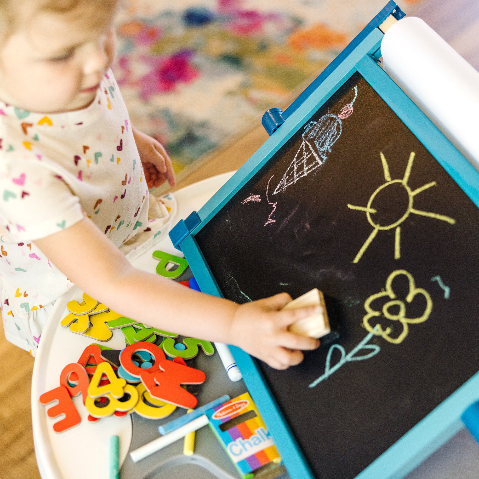 Double Sided Magnetic Tabletop Easel - Whiteboard & Chalkboard for Kids & Adults - Perfect for Home, Office & Classroom Use - Great for Drawing, Writing & Teaching